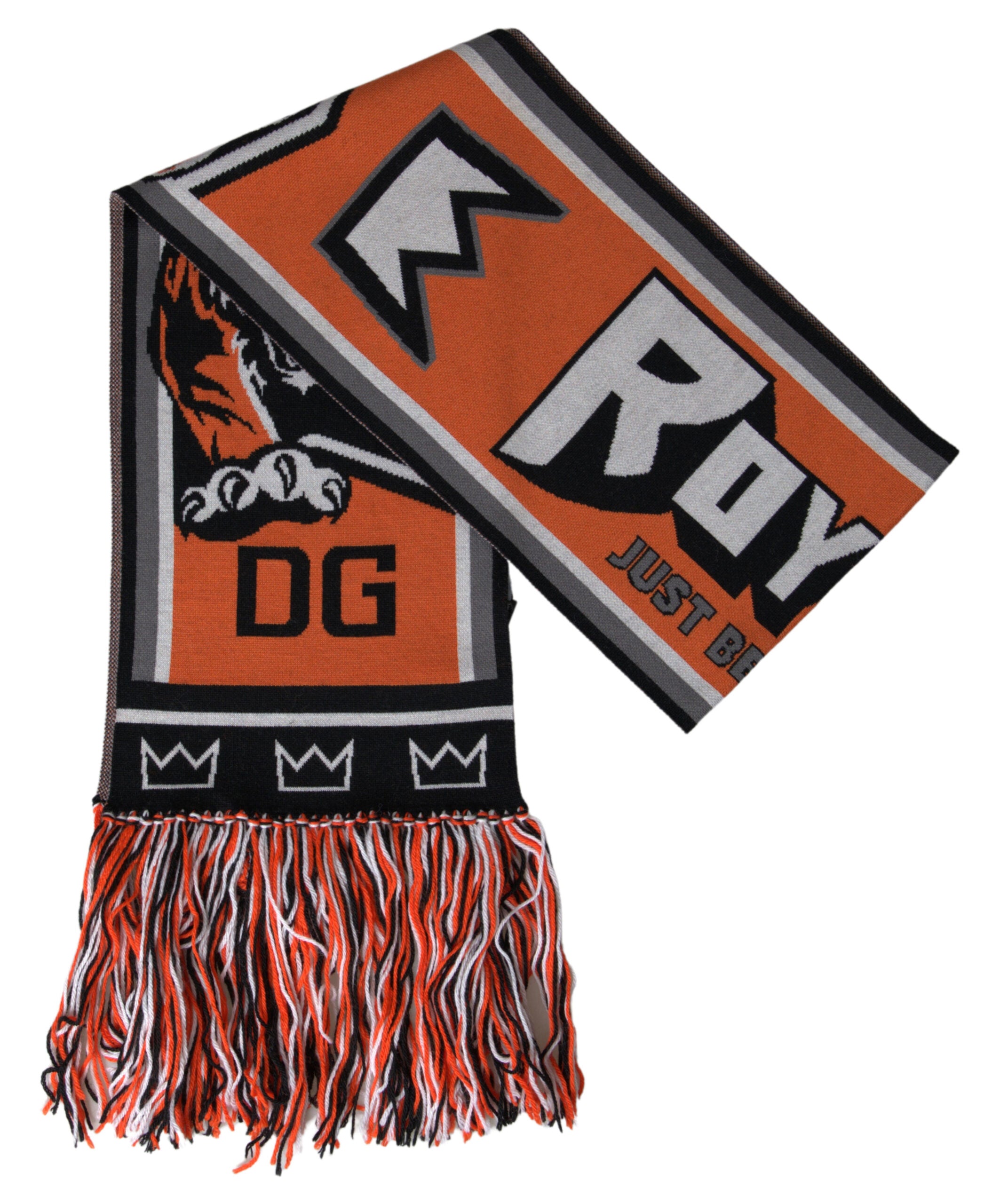 Dolce & Gabbana Multicolor Wool DG Royals Wrap Fringe Scarf Dolce & Gabbana