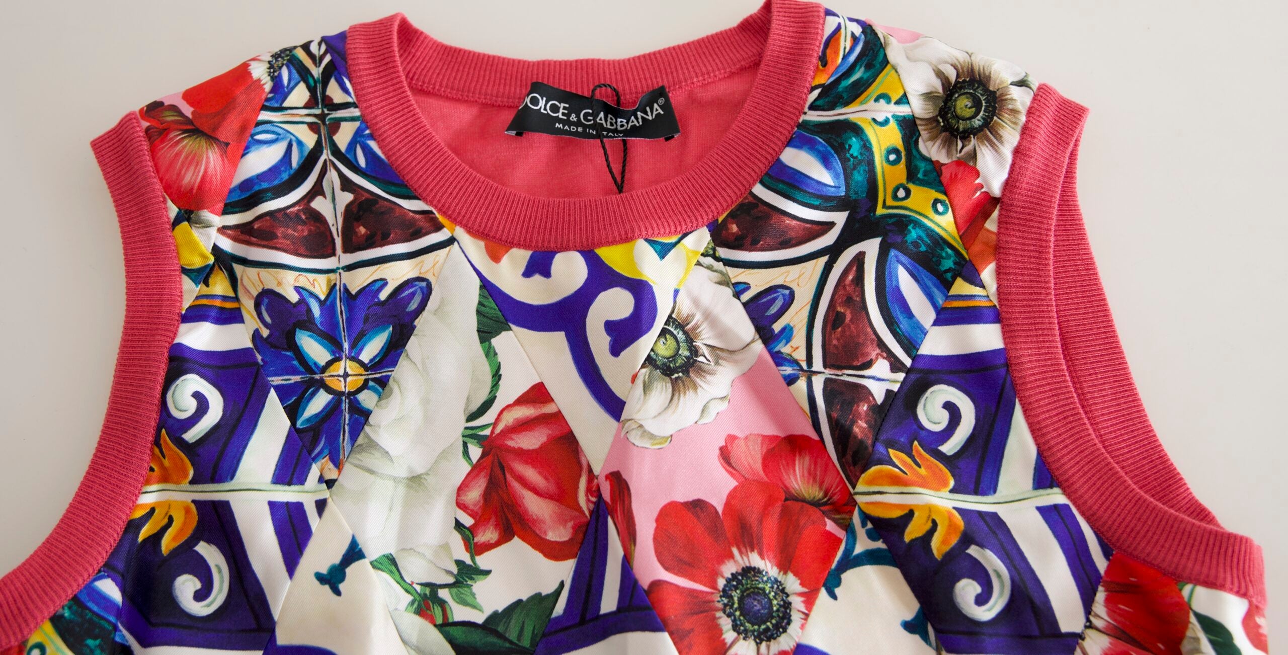 Dolce & Gabbana Multicolor Majolica Floral Crew Neck Tank Top Dolce & Gabbana