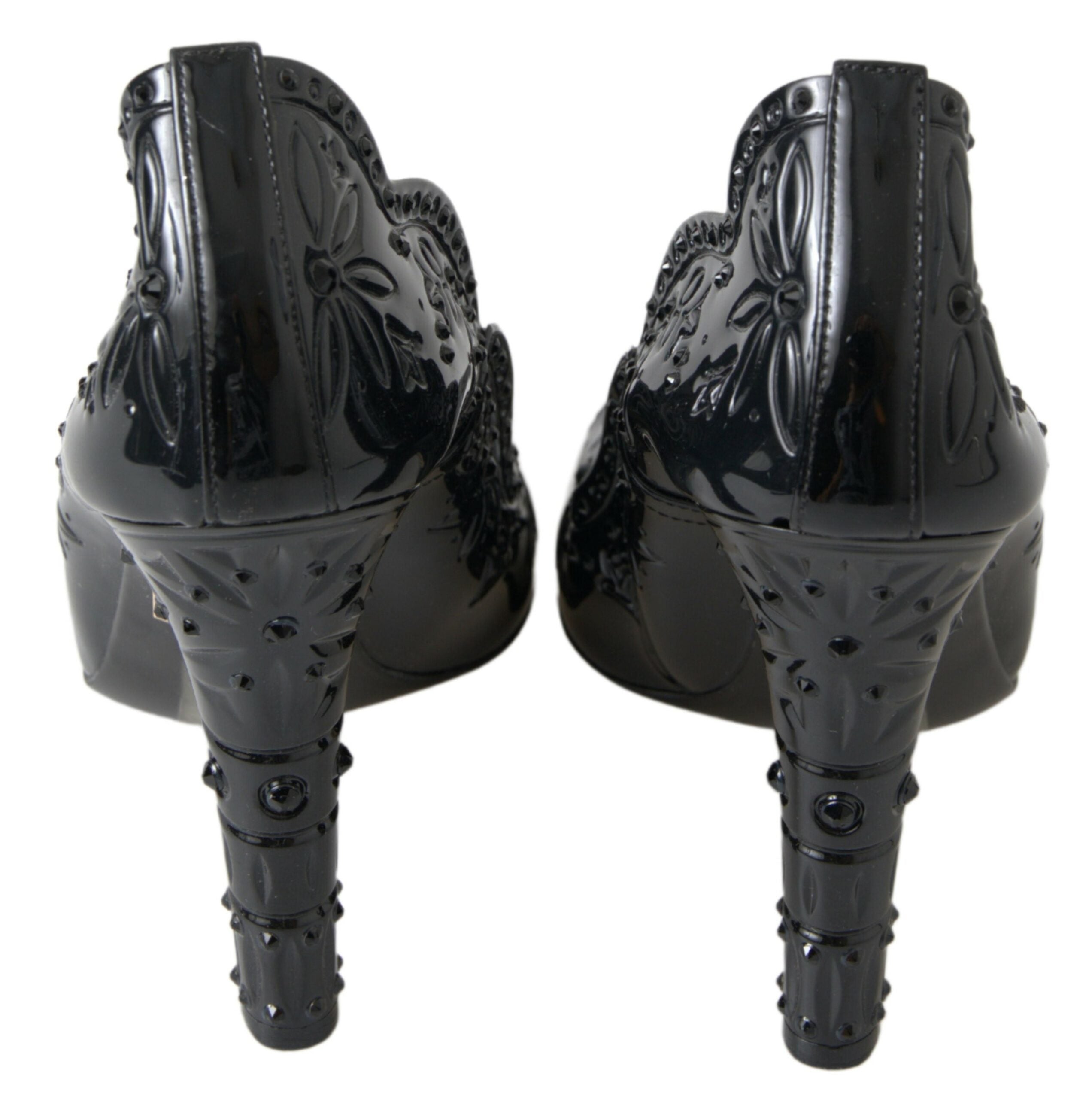 Dolce & Gabbana Black CINDERELLA Floral Crystal Heels Shoes Dolce & Gabbana