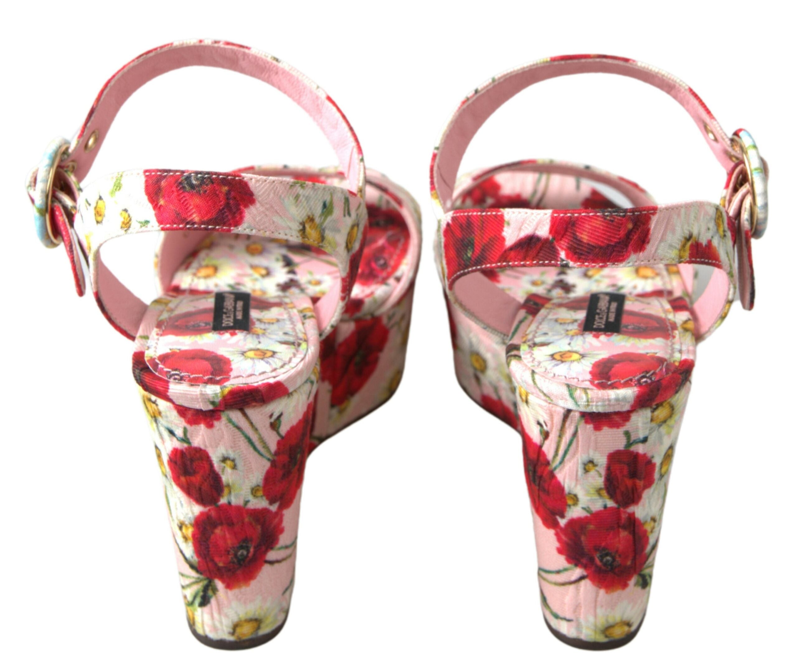 Dolce & Gabbana Multicolor floral print Wedges Floral Ankle Strap Sandals Dolce & Gabbana