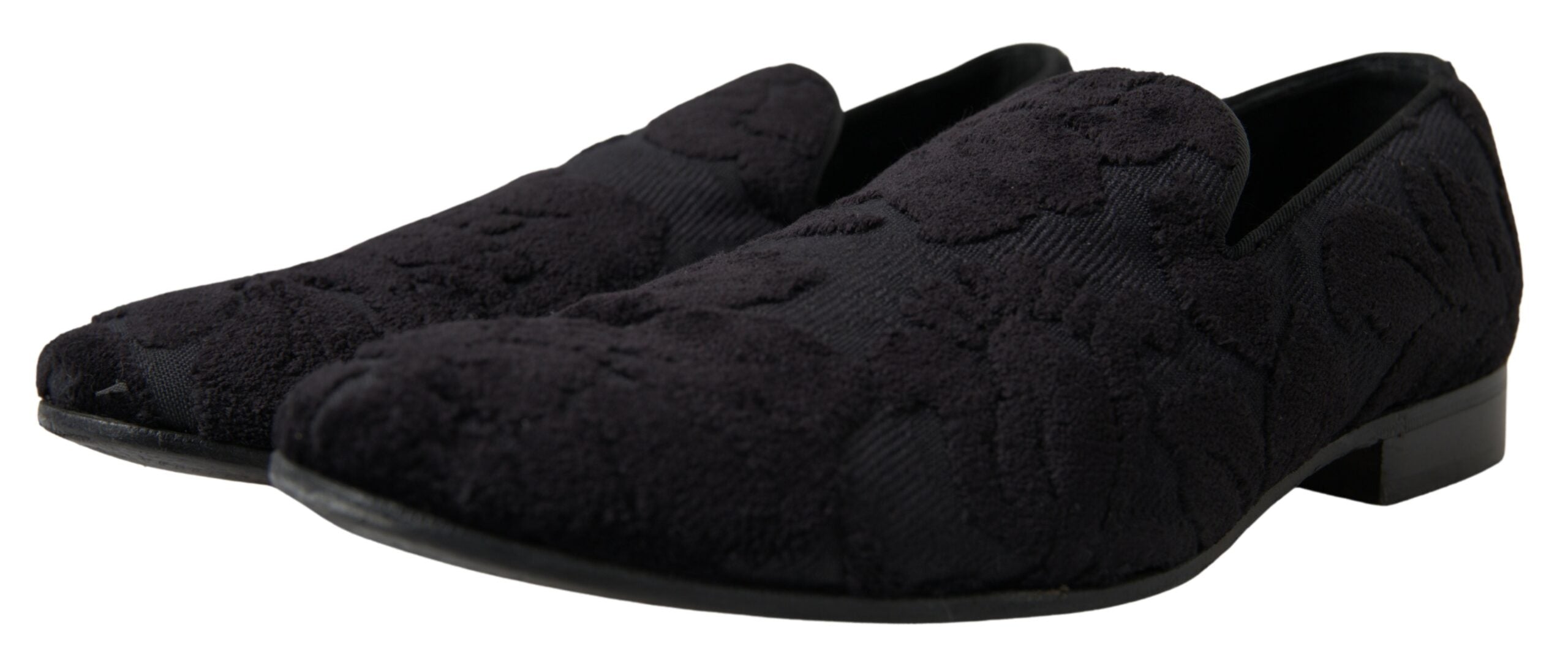 Dolce & Gabbana Black Brocade Loafers Formal Shoes Dolce & Gabbana