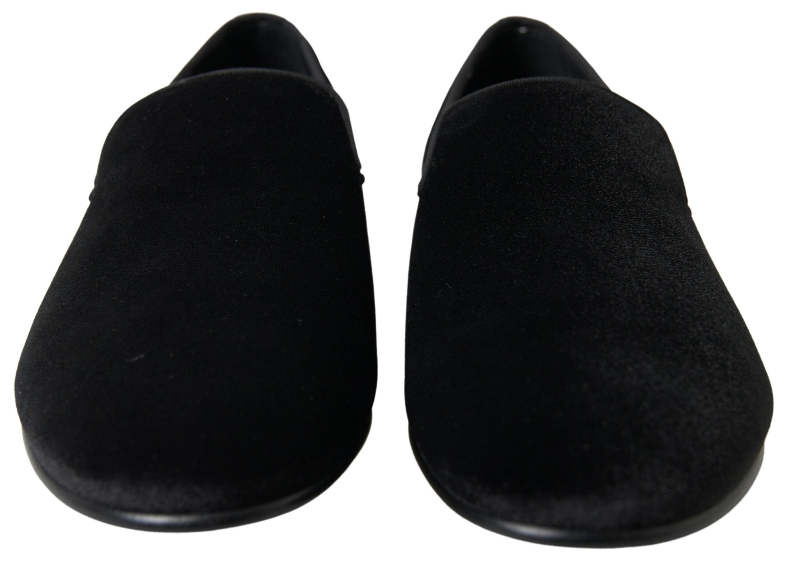 Dolce & Gabbana Black Velvet Loafers Formal Shoes Dolce & Gabbana