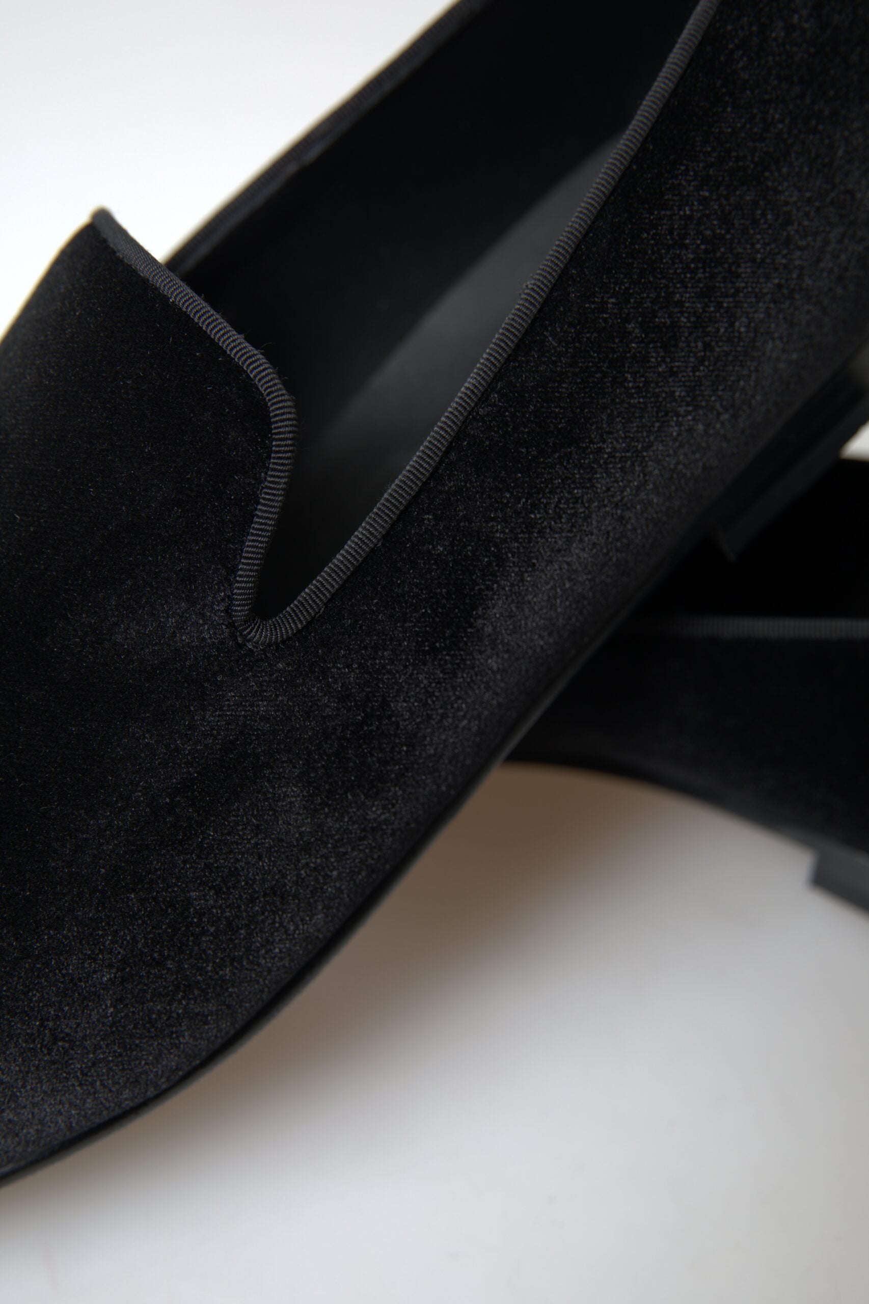 Dolce & Gabbana Black Velvet Loafers Formal Shoes Dolce & Gabbana