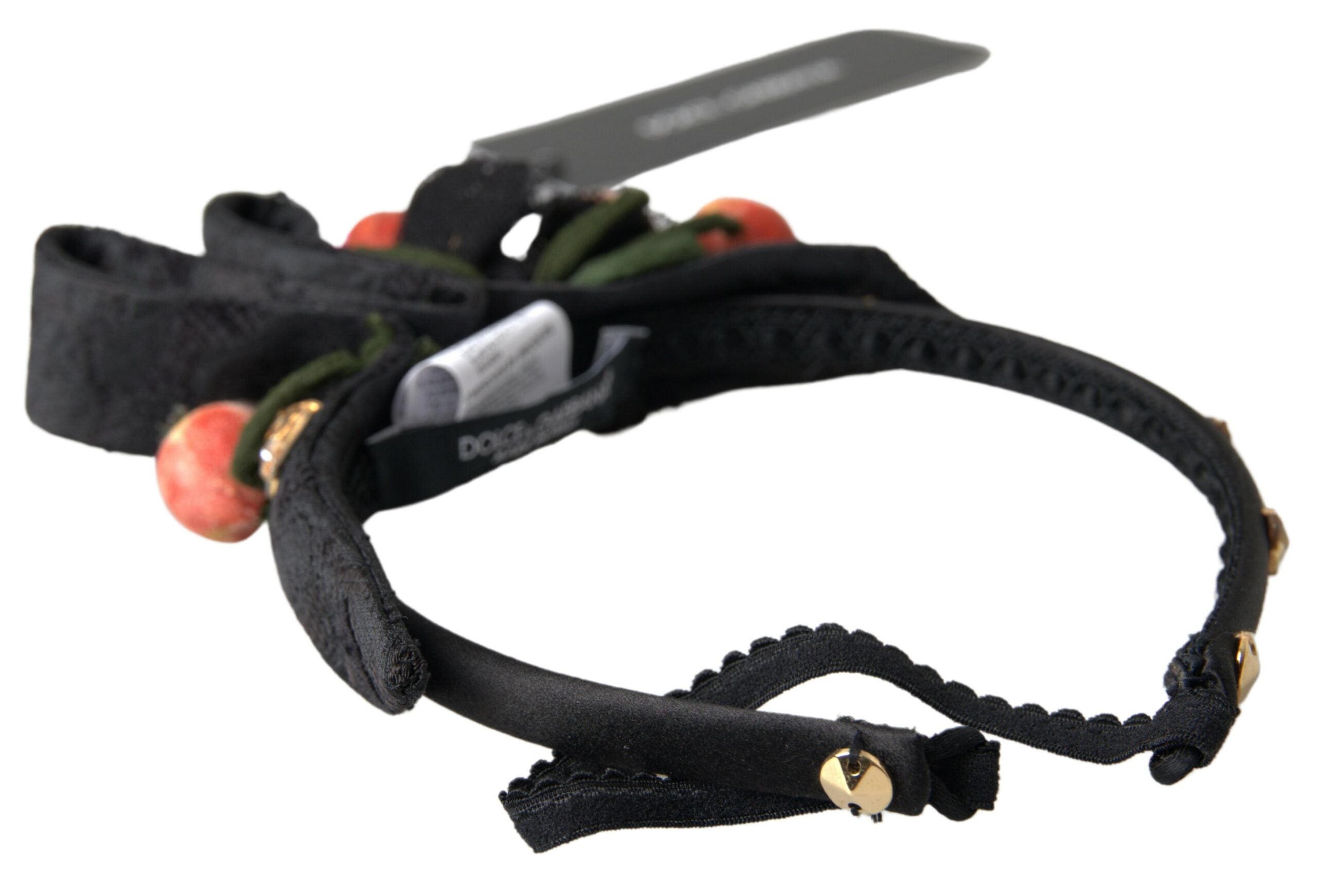Dolce & Gabbana Black with multicolor Fig Fruit Crystal Tiara Diadem Headband Dolce & Gabbana