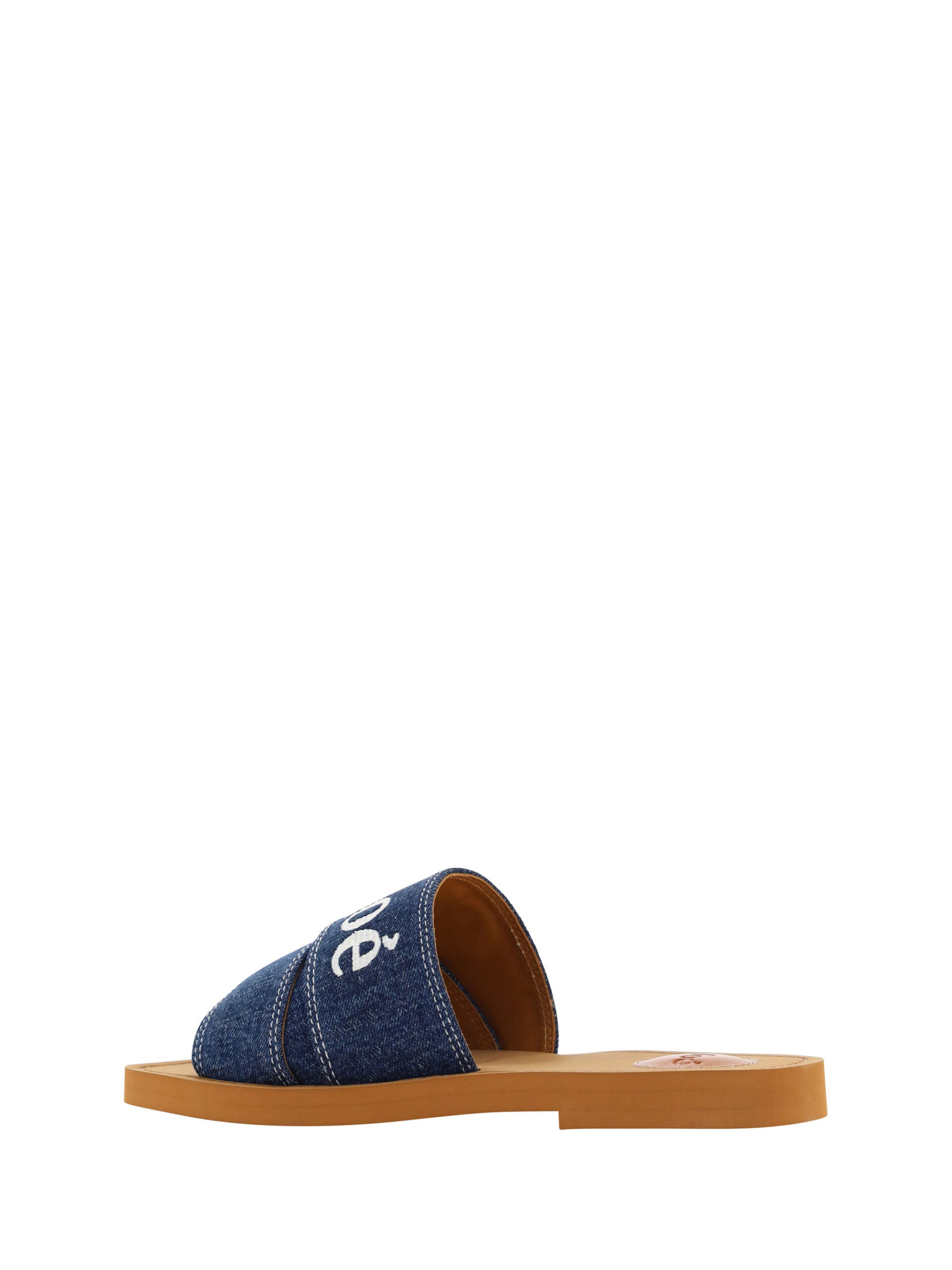 Chloé Denim Blue Cotton Slides Woody Sandals Chloé