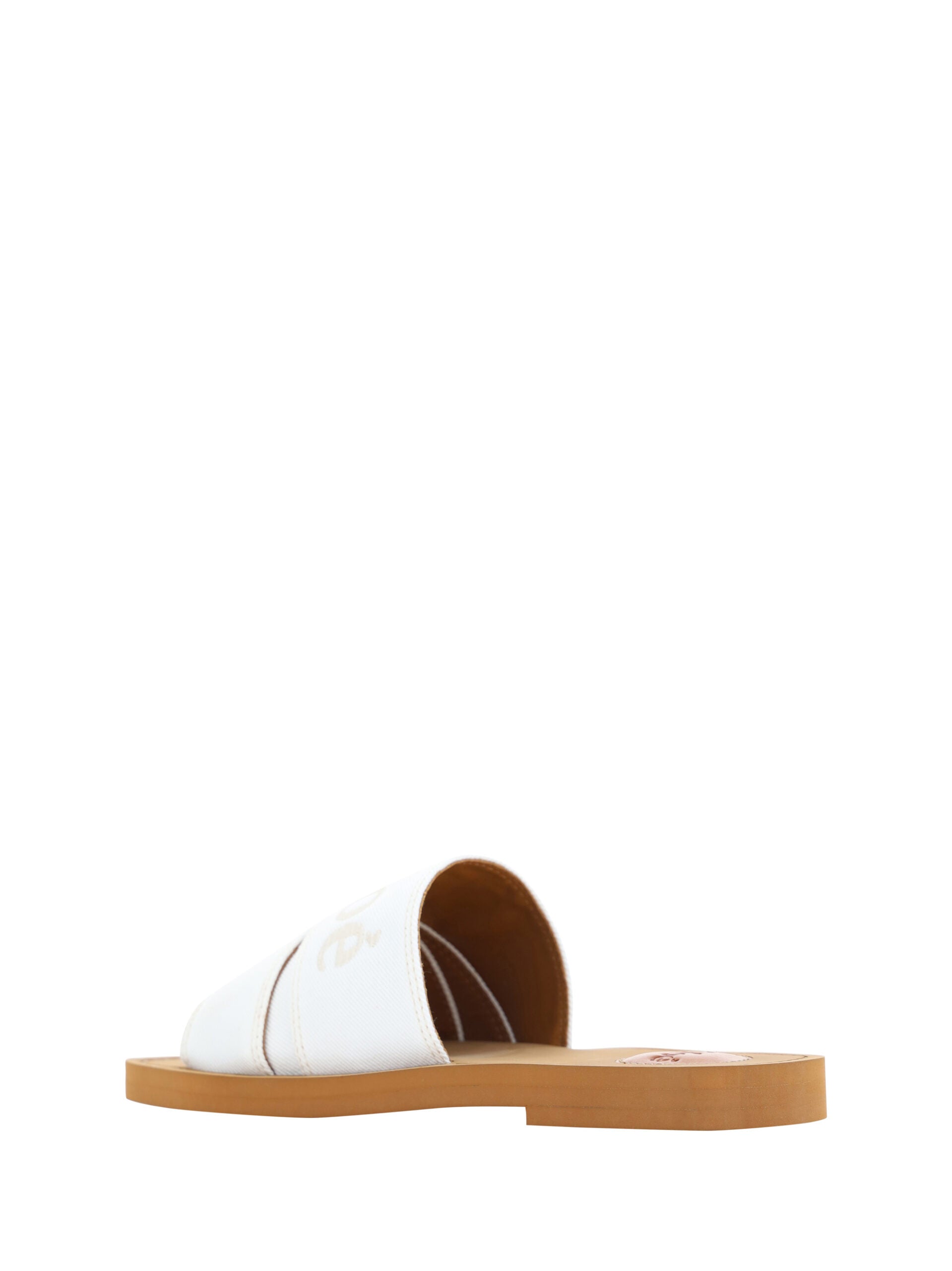 Chloé White Cotton Slides Woody Sandals Chloé