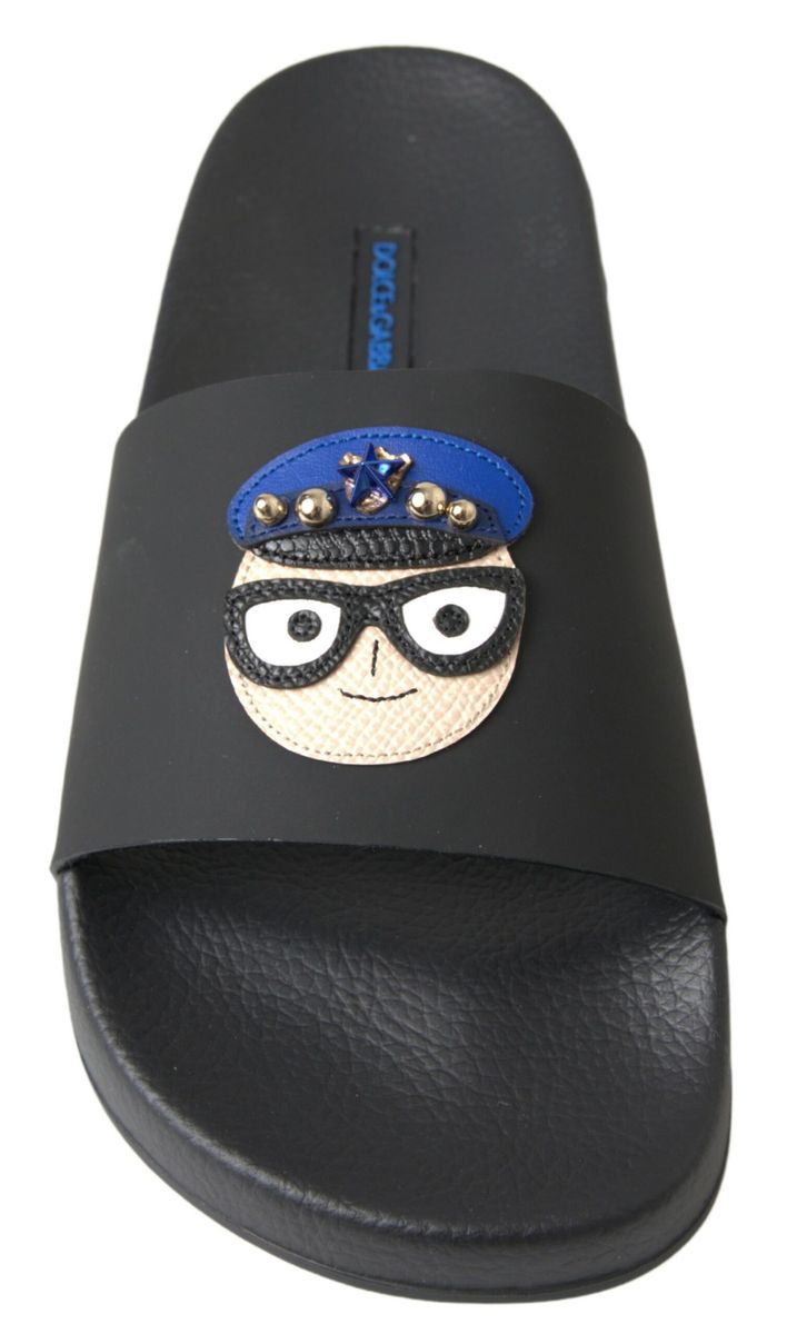 Dolce & Gabbana Black Slides Sandals Beach Saint Barth Shoes Dolce & Gabbana