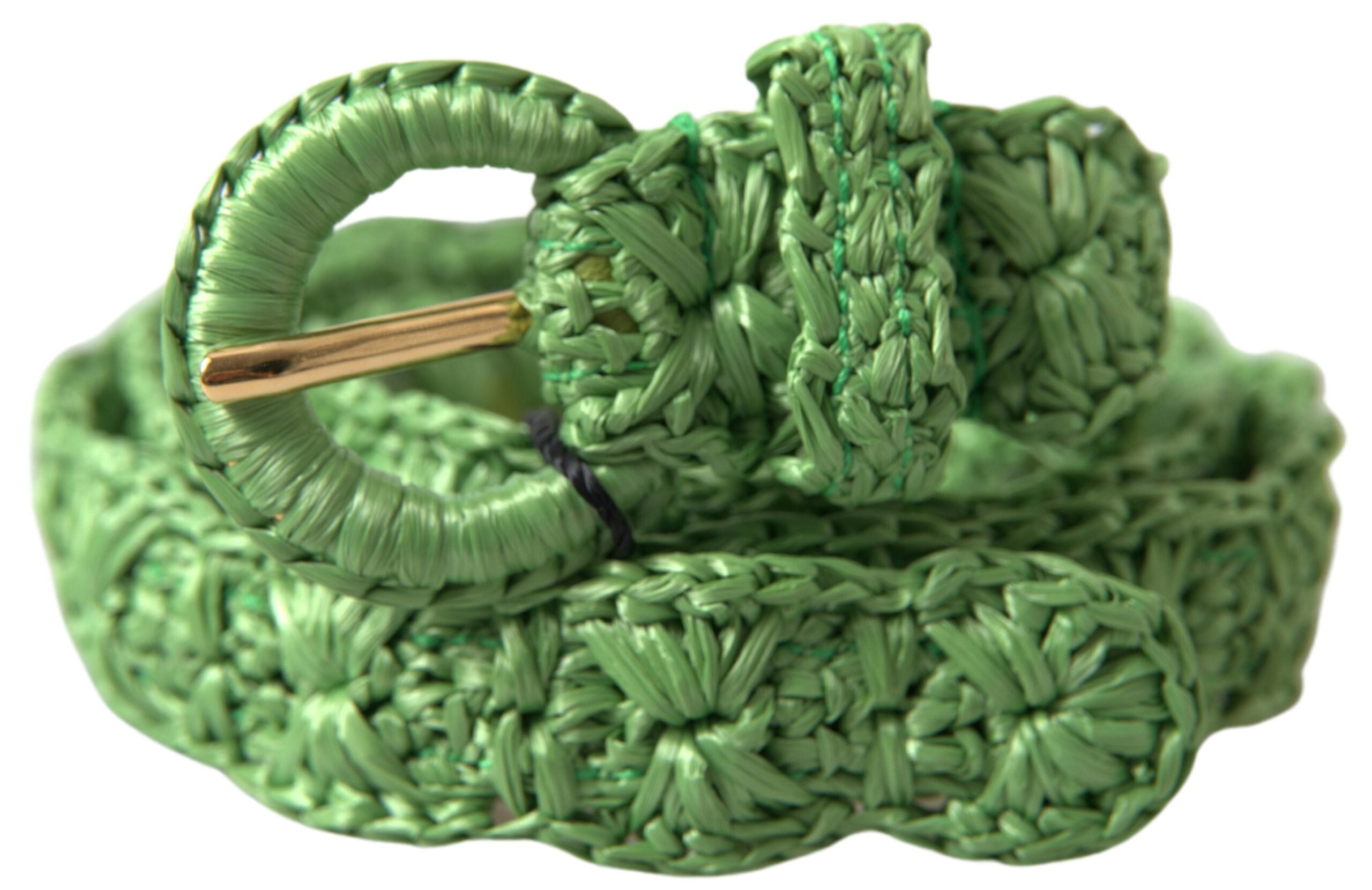 Dolce & Gabbana Green Viscose Weaved Skinny Waist Belt Dolce & Gabbana