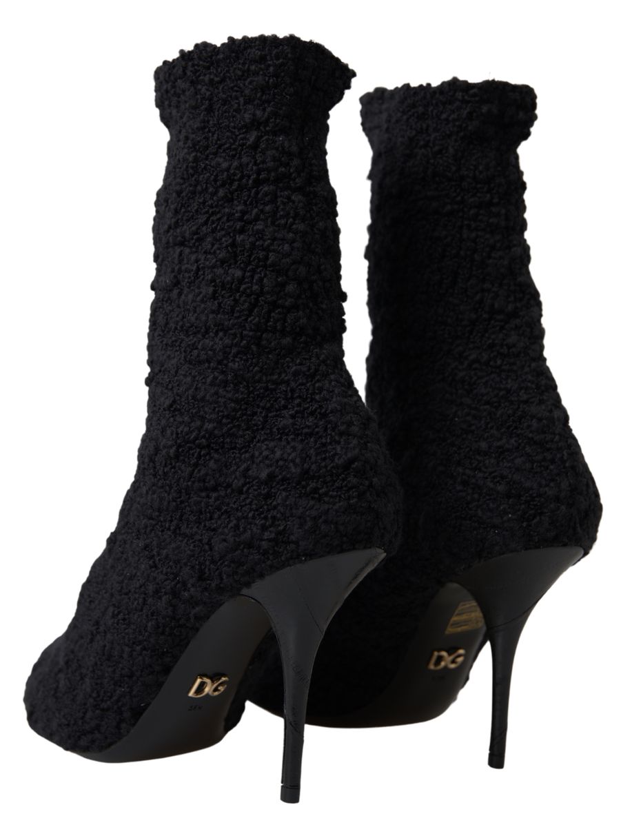 Dolce & Gabbana Black Stiletto Heels Mid Calf Boots Dolce & Gabbana