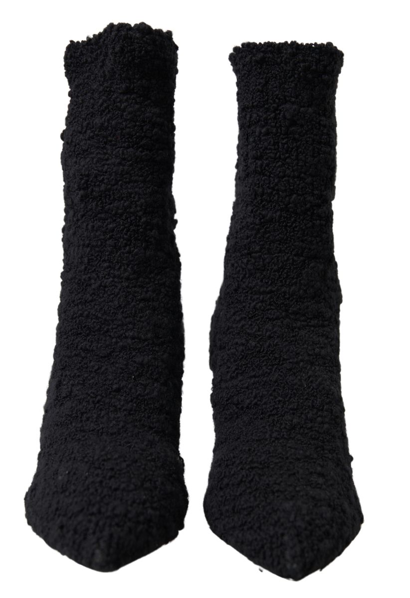 Dolce & Gabbana Black Stiletto Heels Mid Calf Boots Dolce & Gabbana