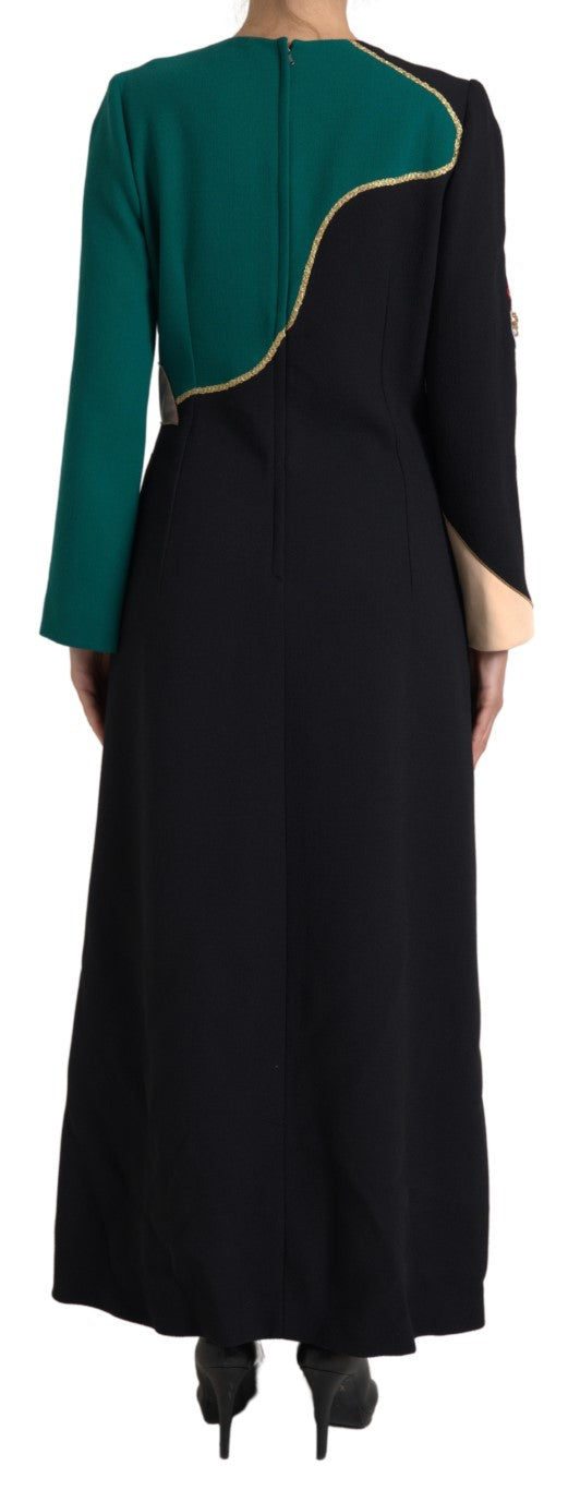Dolce & Gabbana Multicolor Long Sleeves A-line Maxi Dress Dolce & Gabbana