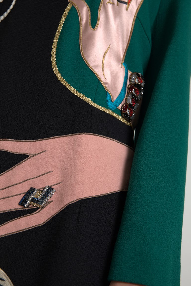 Dolce & Gabbana Multicolor Long Sleeves A-line Maxi Dress Dolce & Gabbana