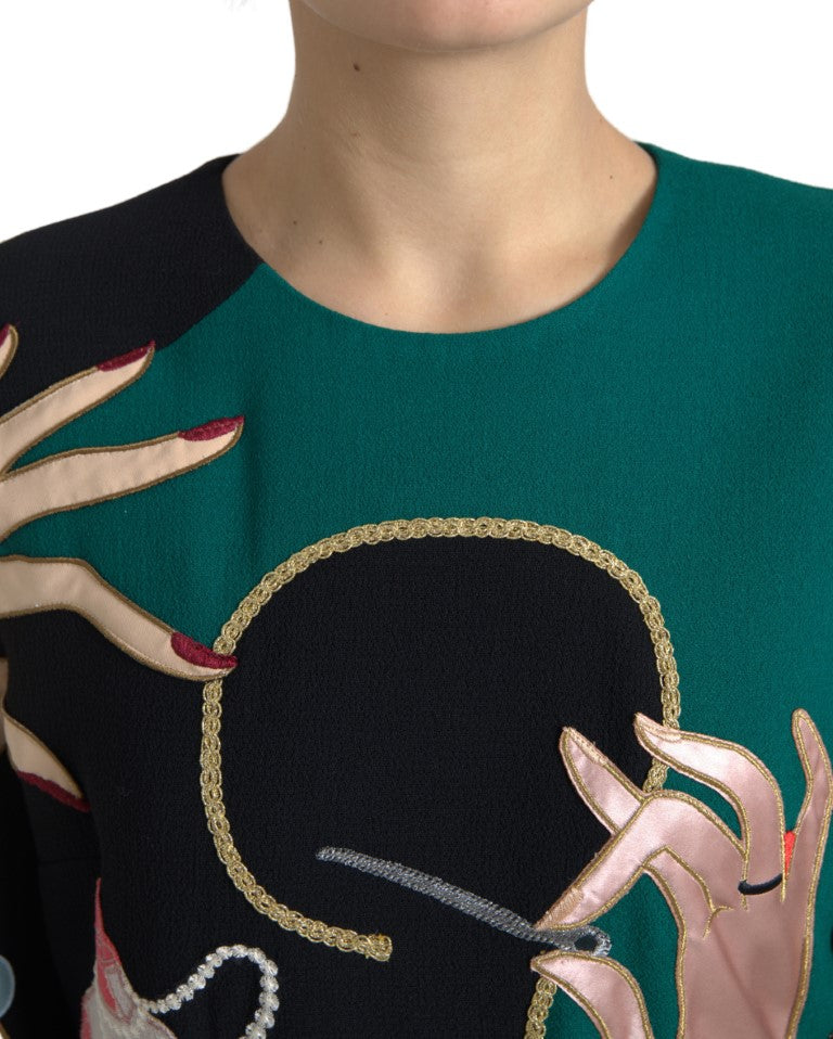 Dolce & Gabbana Multicolor Long Sleeves A-line Maxi Dress Dolce & Gabbana