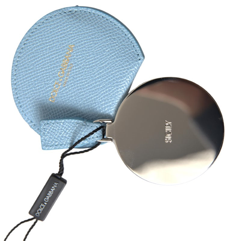 Dolce & Gabbana Light Blue Calfskin Leather Mirror Holder Dolce & Gabbana