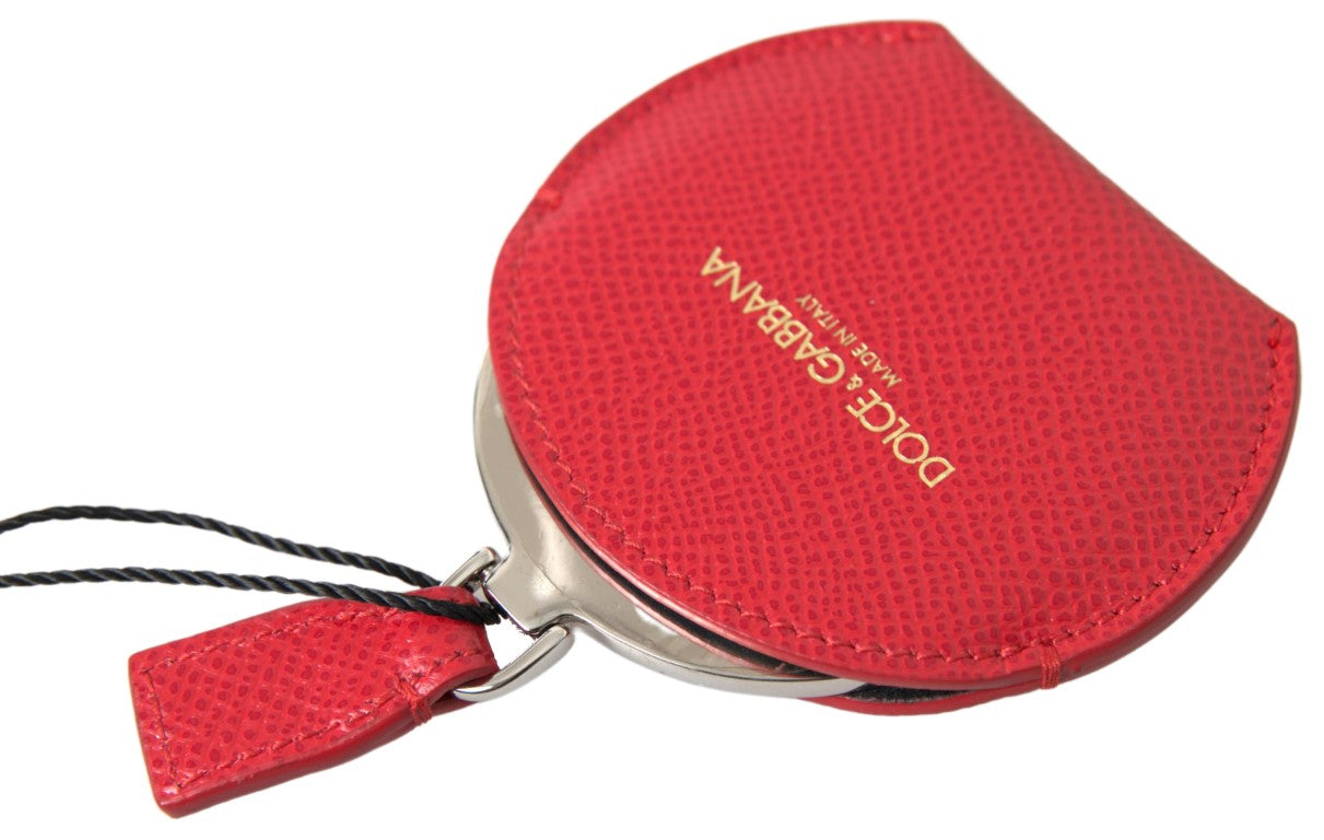 Dolce & Gabbana Red Calfskin Leather Hand Mirror Holder Dolce & Gabbana