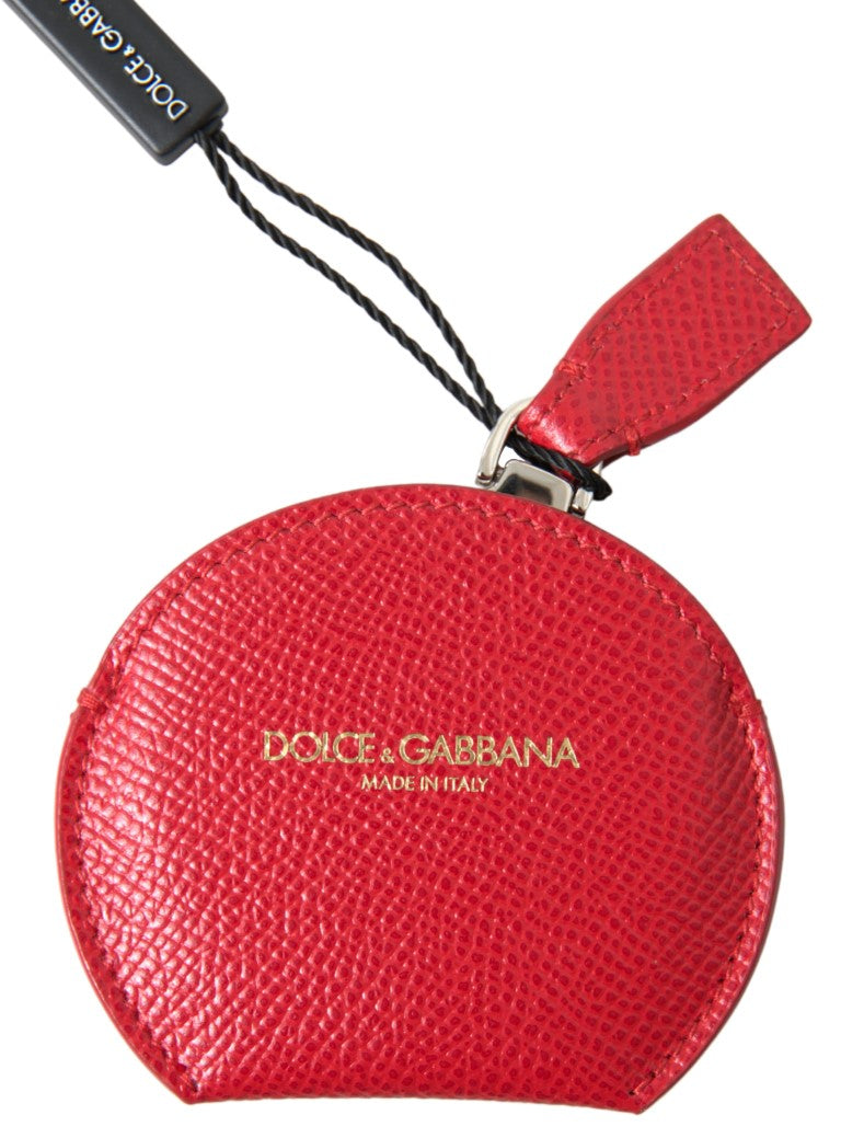 Dolce & Gabbana Red Calfskin Leather Hand Mirror Holder Dolce & Gabbana