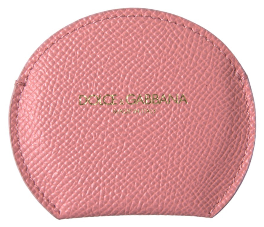 Dolce & Gabbana Pink Calfskin Leather Round Mirror Holder Dolce & Gabbana