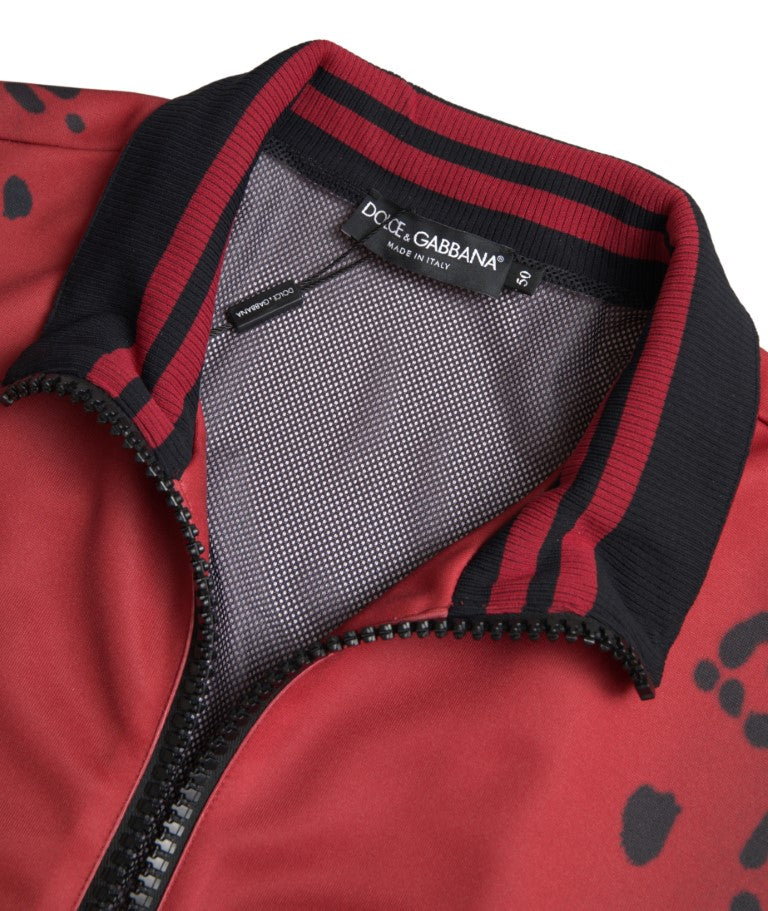 Dolce & Gabbana Red Leopard Polyester Bomber Full Zip  Jacket Dolce & Gabbana