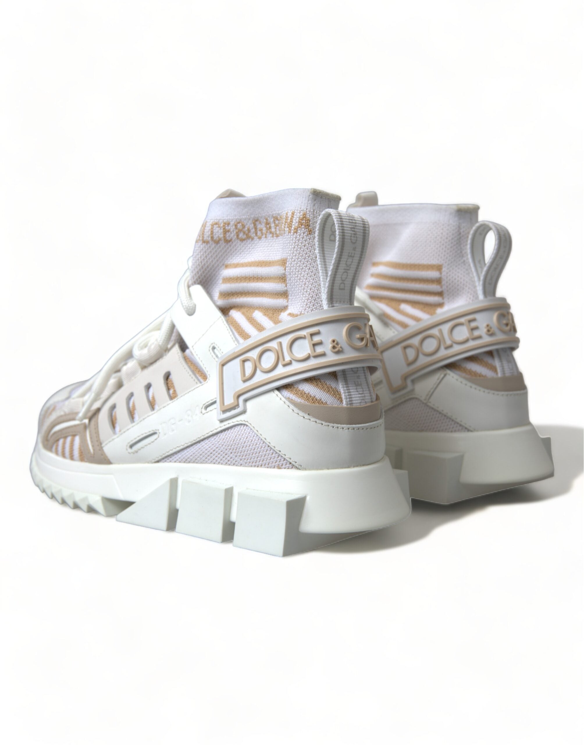 Dolce & Gabbana White Beige Sorrento Socks Sneakers Shoes Dolce & Gabbana