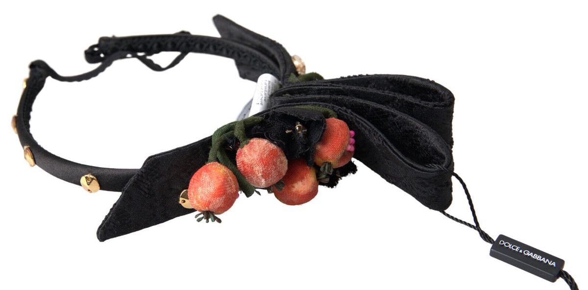 Dolce & Gabbana Black with multicolor Fig Fruit Crystal Tiara Diadem Headband Dolce & Gabbana