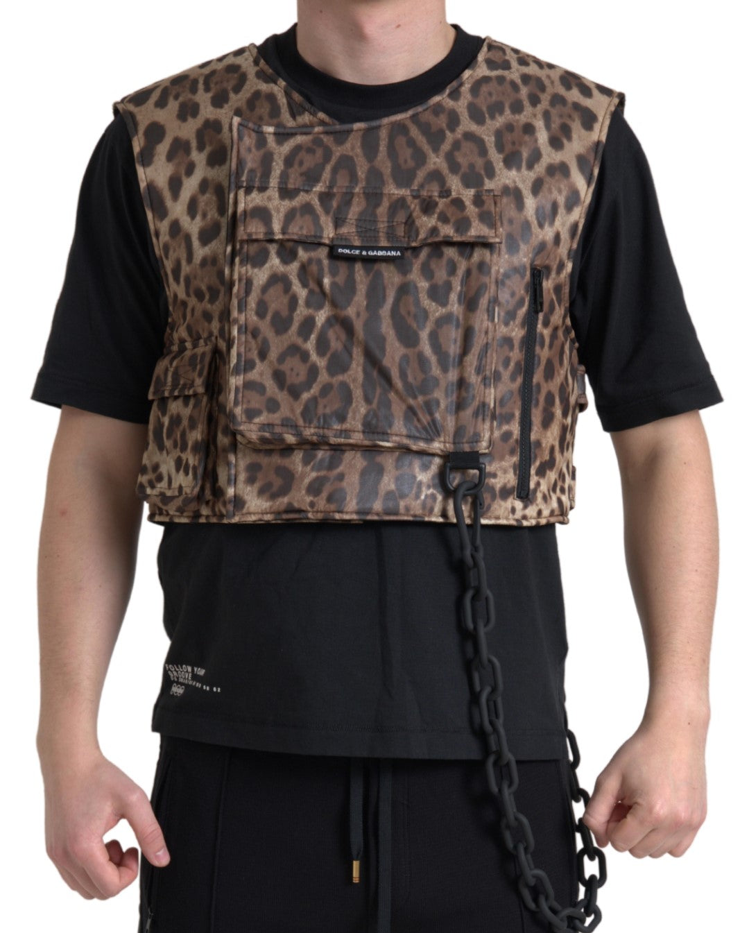 Dolce & Gabbana Brown Leopard Silk Sleeveless Sportswear Dolce & Gabbana