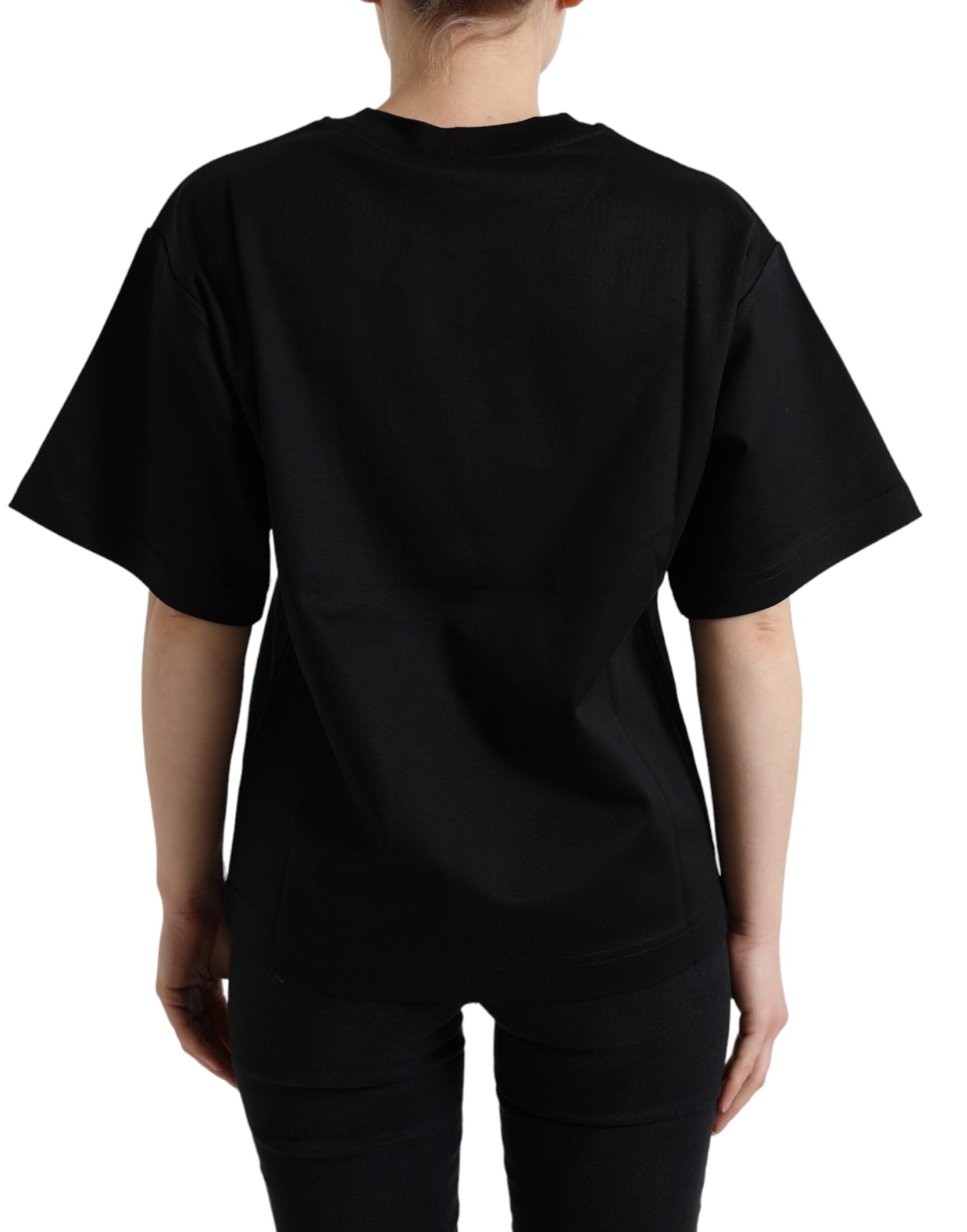 Dolce & Gabbana Black Cotton DG Crystal Crewneck Tee T-shirt Dolce & Gabbana