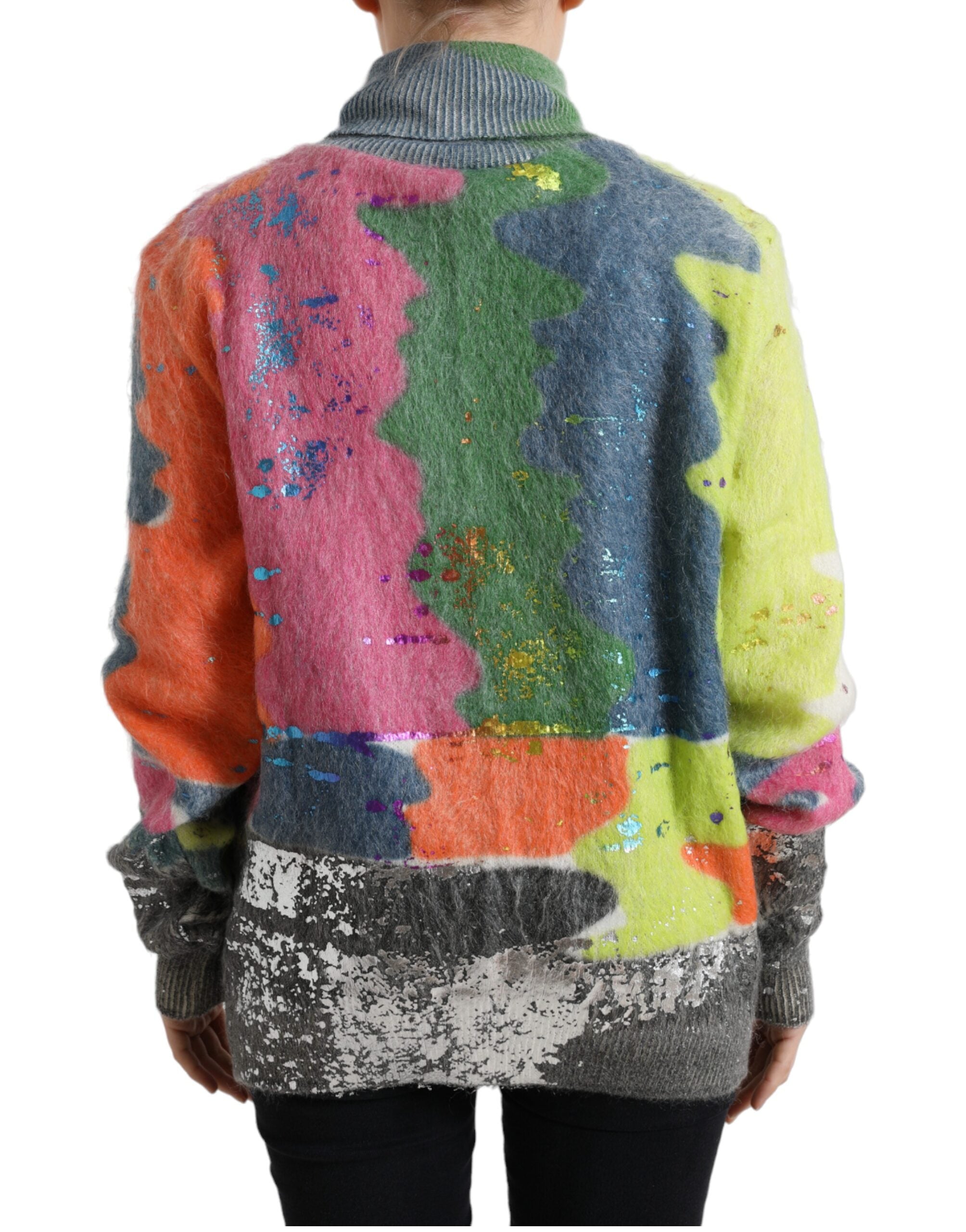 Dolce & Gabbana Multicolor Mohair Turtleneck Pullover Sweater Dolce & Gabbana