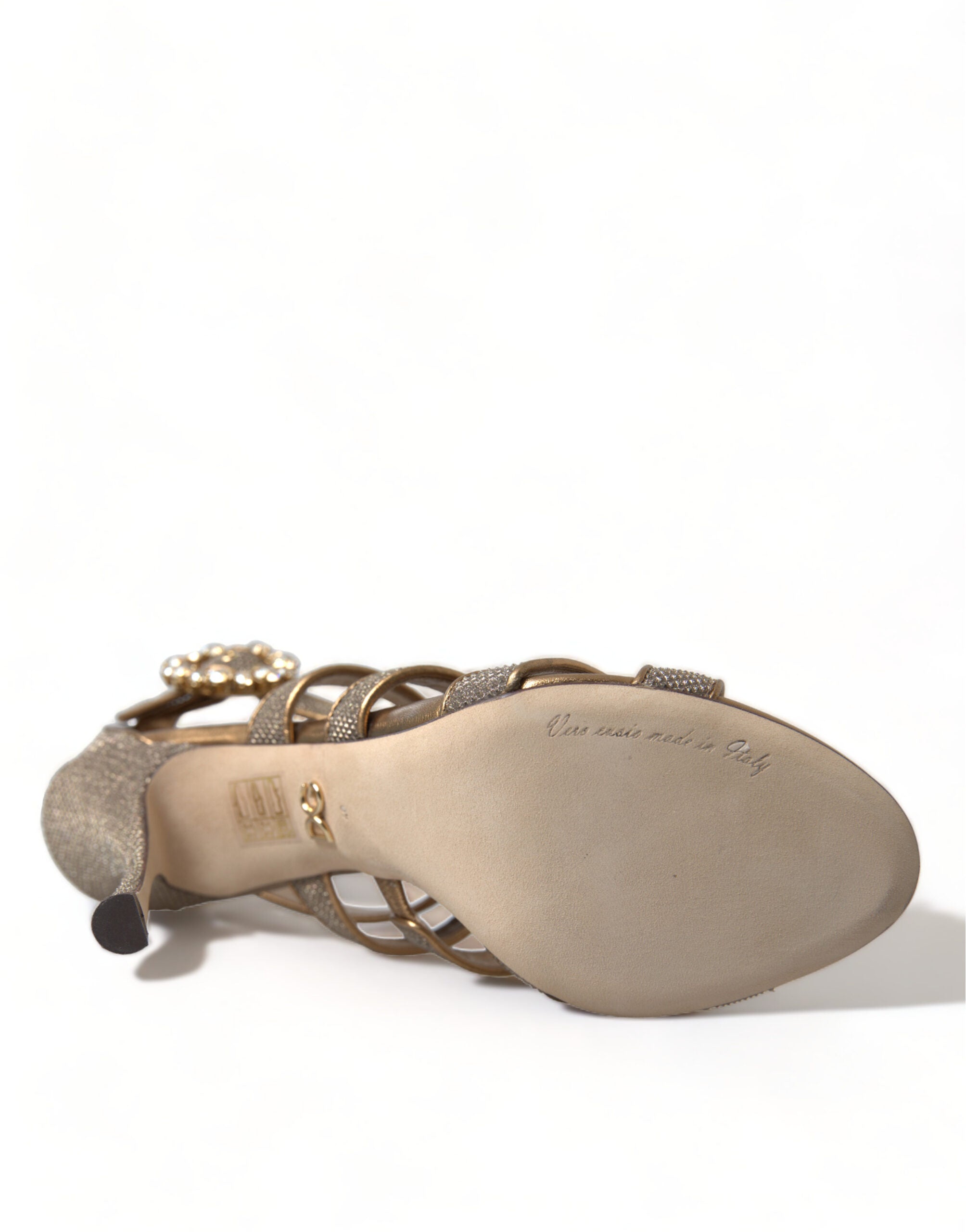 Dolce & Gabbana Bronze Crystal Strap Heels Sandals Shoes Dolce & Gabbana