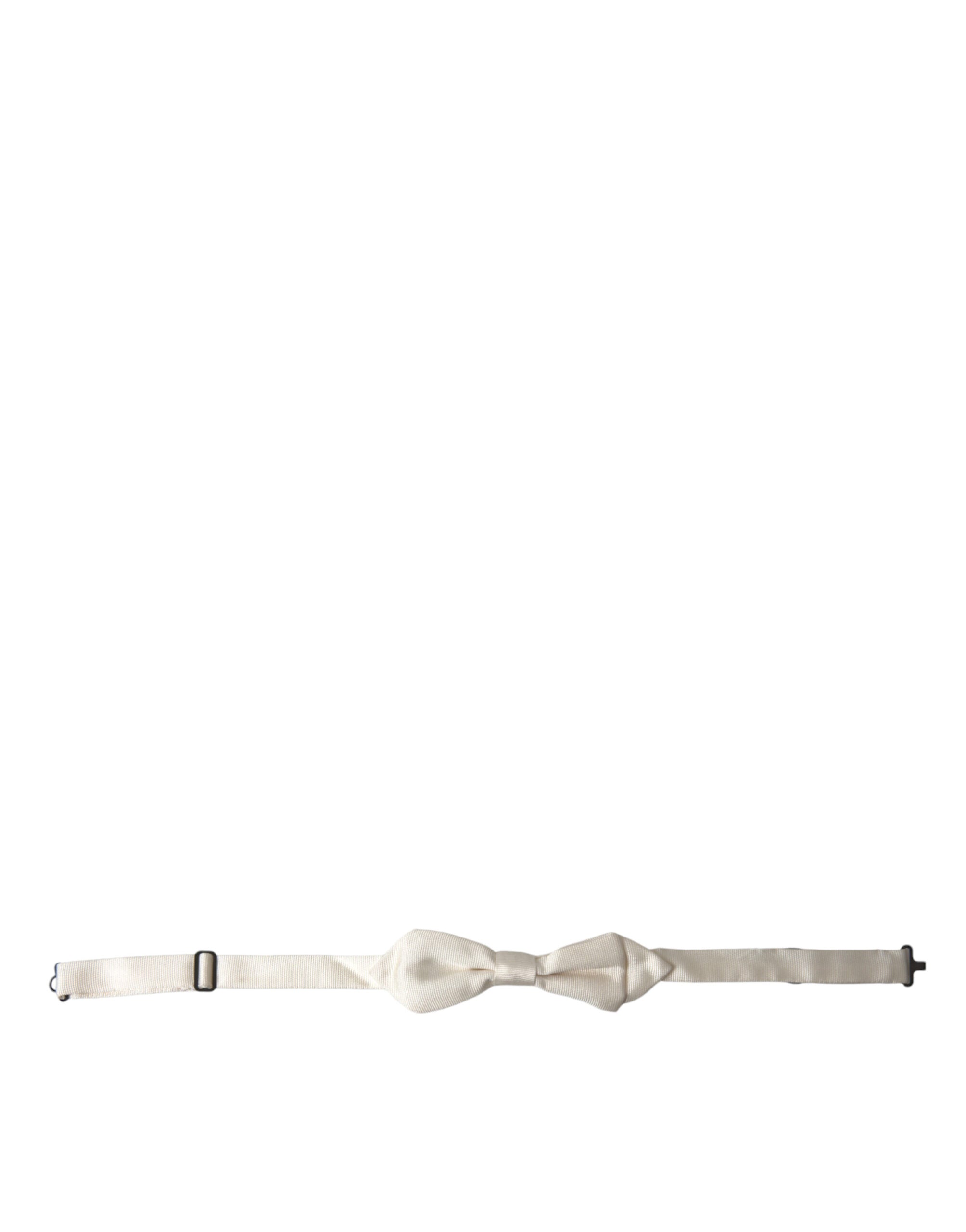 Dolce & Gabbana White Silk Slim Adjustable Neck Papillon Bow Tie Dolce & Gabbana