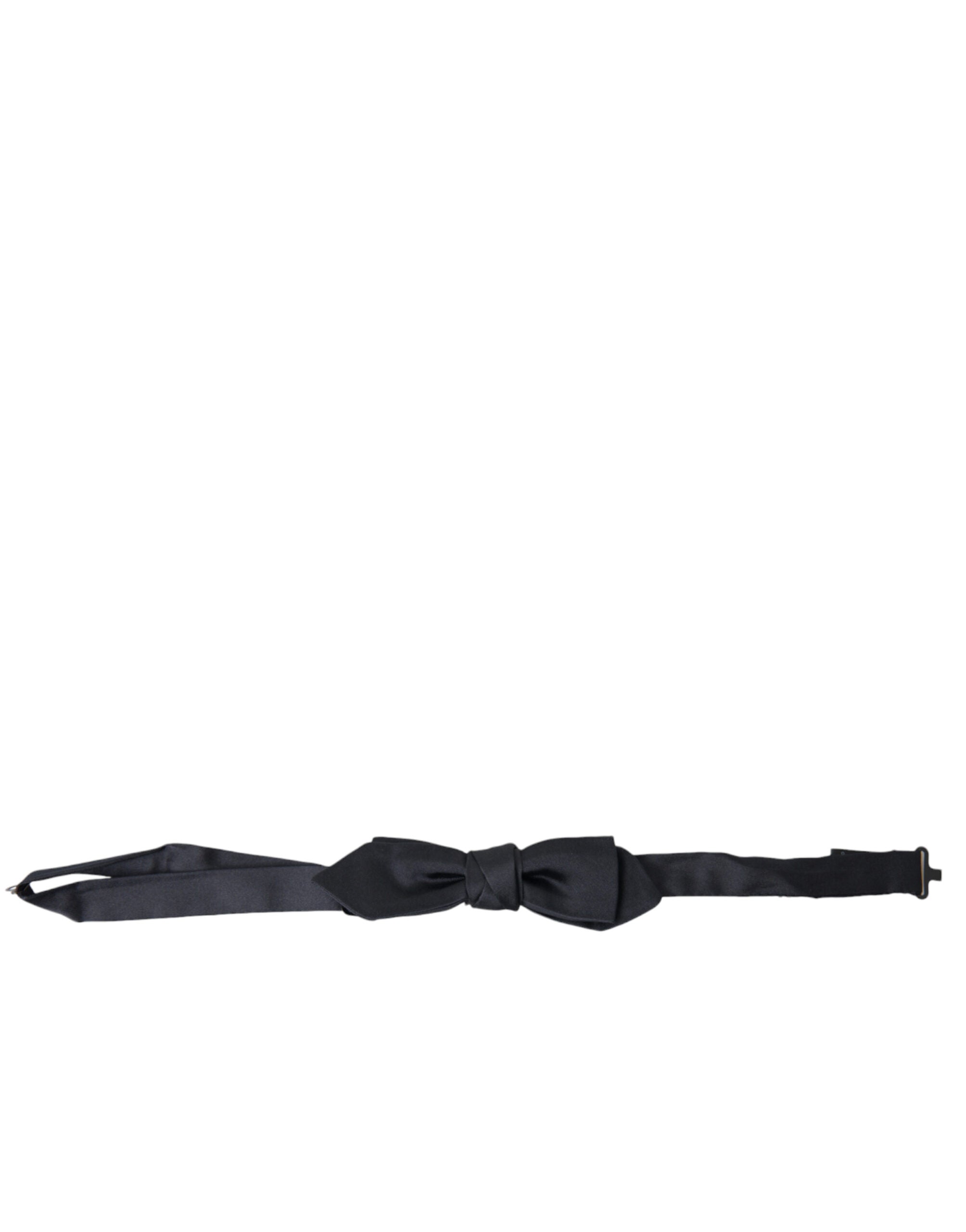 Dolce & Gabbana Dark Blue Silk Satin Adjustable Neck Men Papillon Bow Tie Dolce & Gabbana