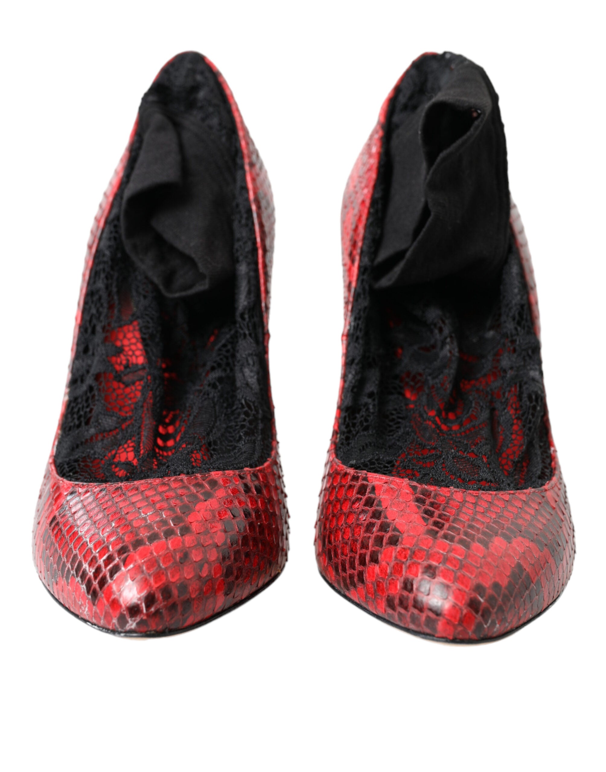 Dolce & Gabbana Red Ayers Leather Lace Socks Pumps Shoes Dolce & Gabbana