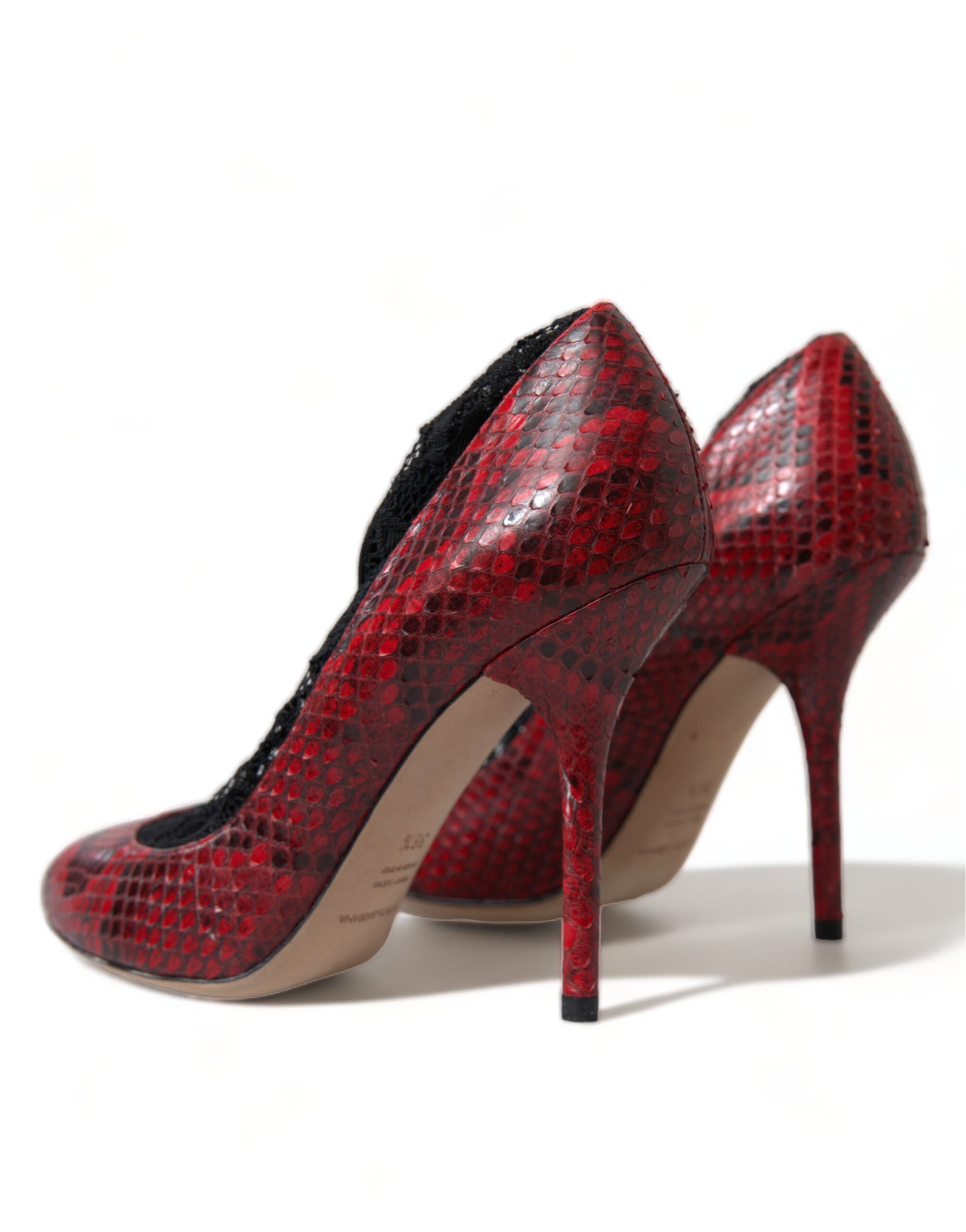 Dolce & Gabbana Red Ayers Leather Lace Socks Pumps Shoes Dolce & Gabbana