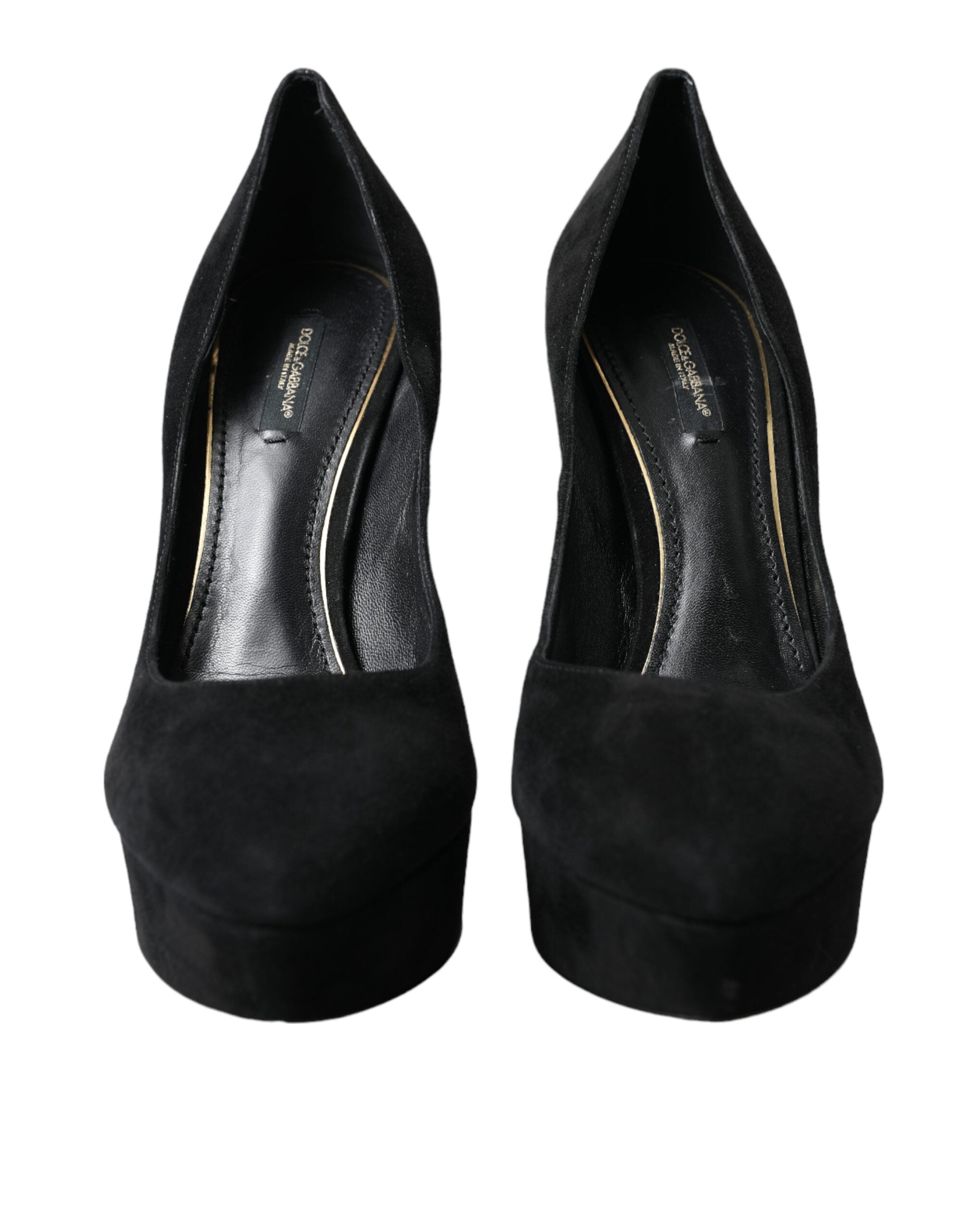Dolce & Gabbana Black Suede Leather Platform Heel Pumps Shoes Dolce & Gabbana