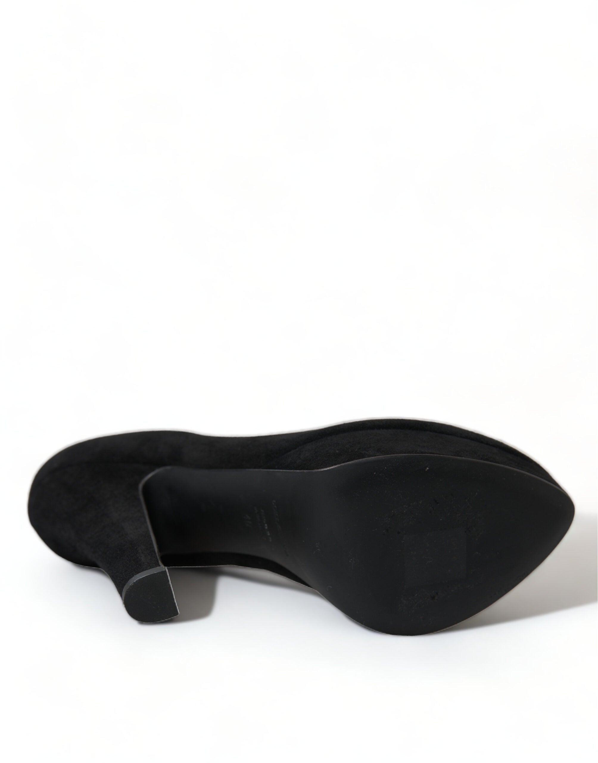 Dolce & Gabbana Black Suede Leather Platform Heel Pumps Shoes Dolce & Gabbana