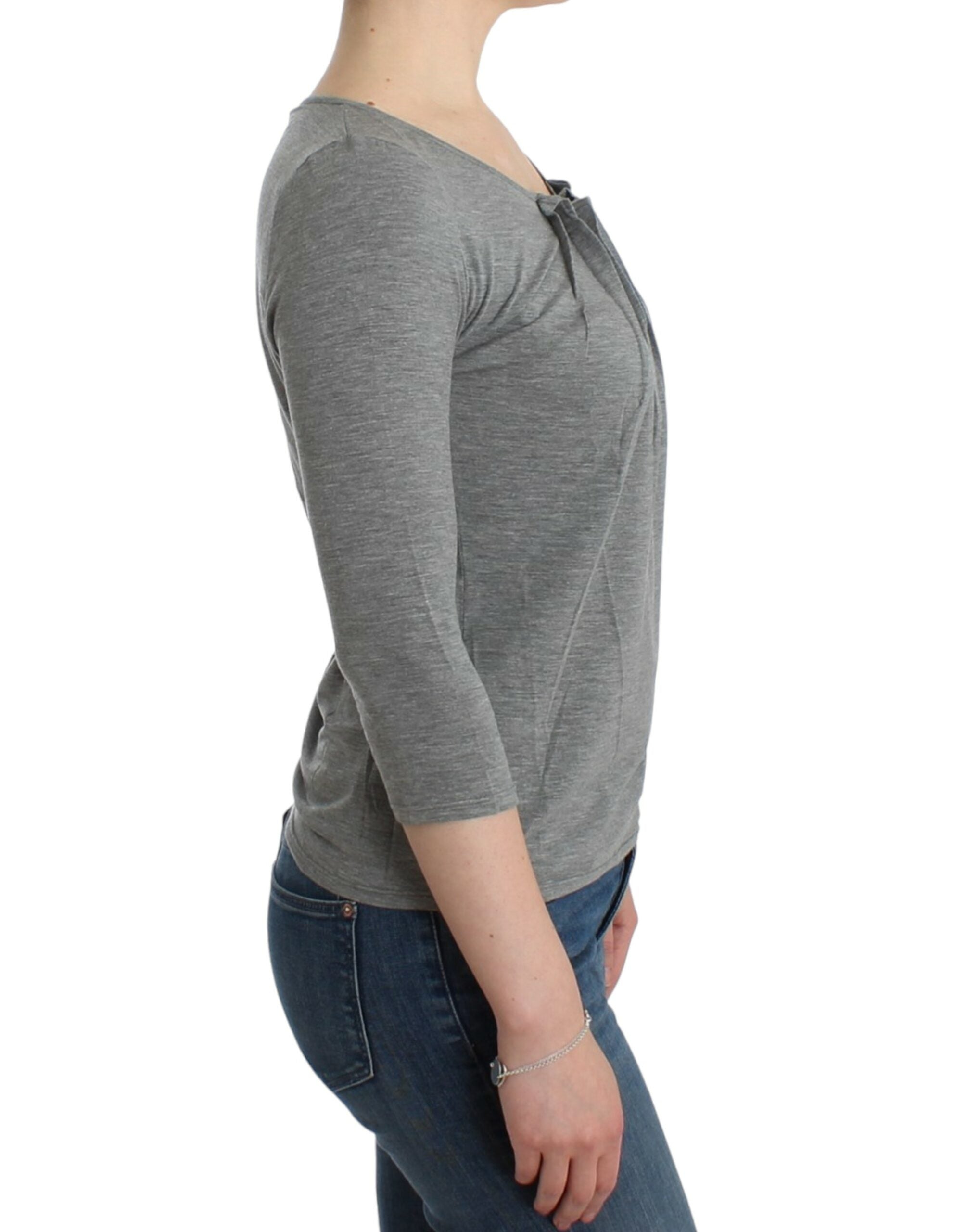 Cavalli Gray 3/4 sleeves jumper top Cavalli