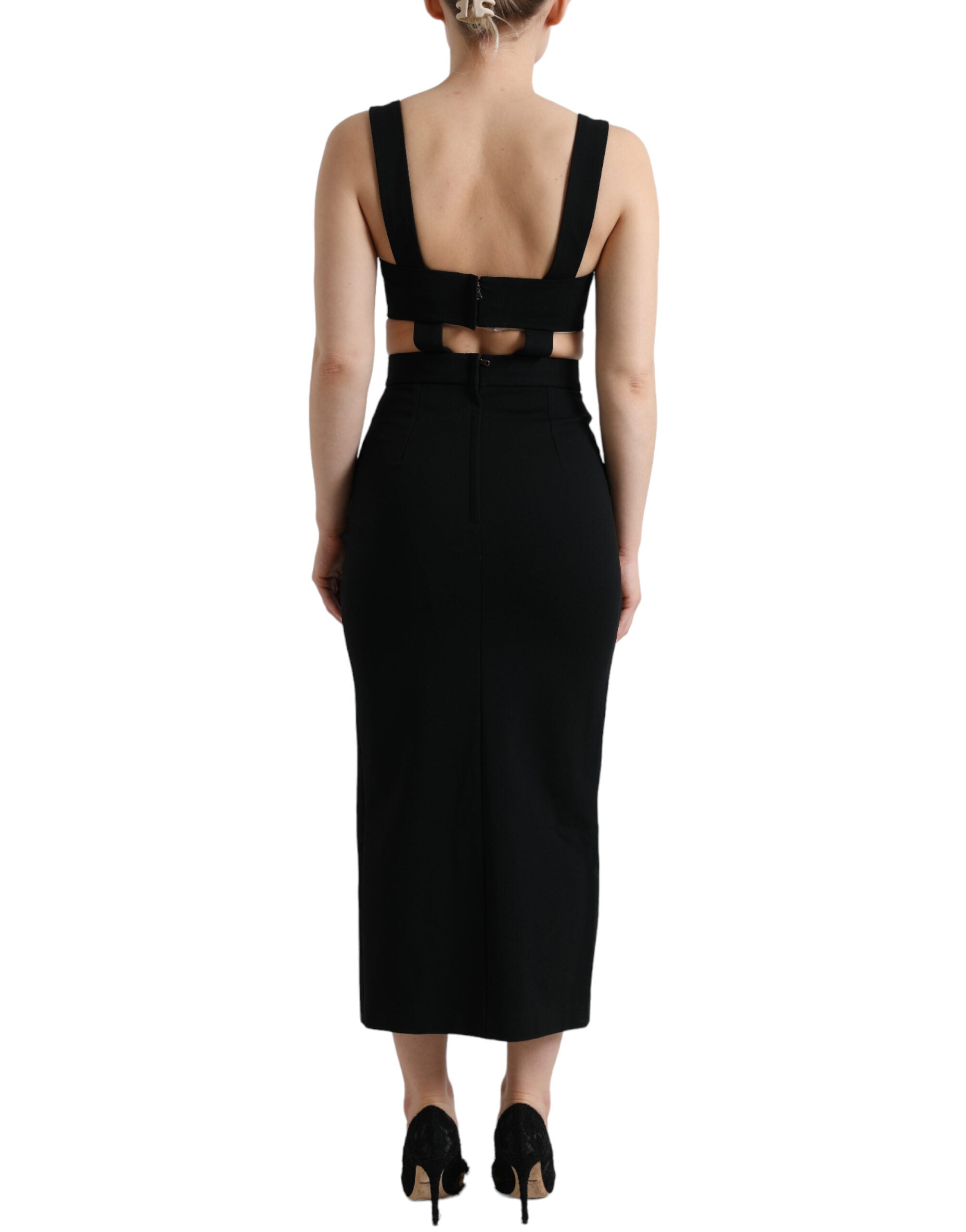 Dolce & Gabbana Black Cut Out Sleeveless Bodycon Midi Dress Dolce & Gabbana
