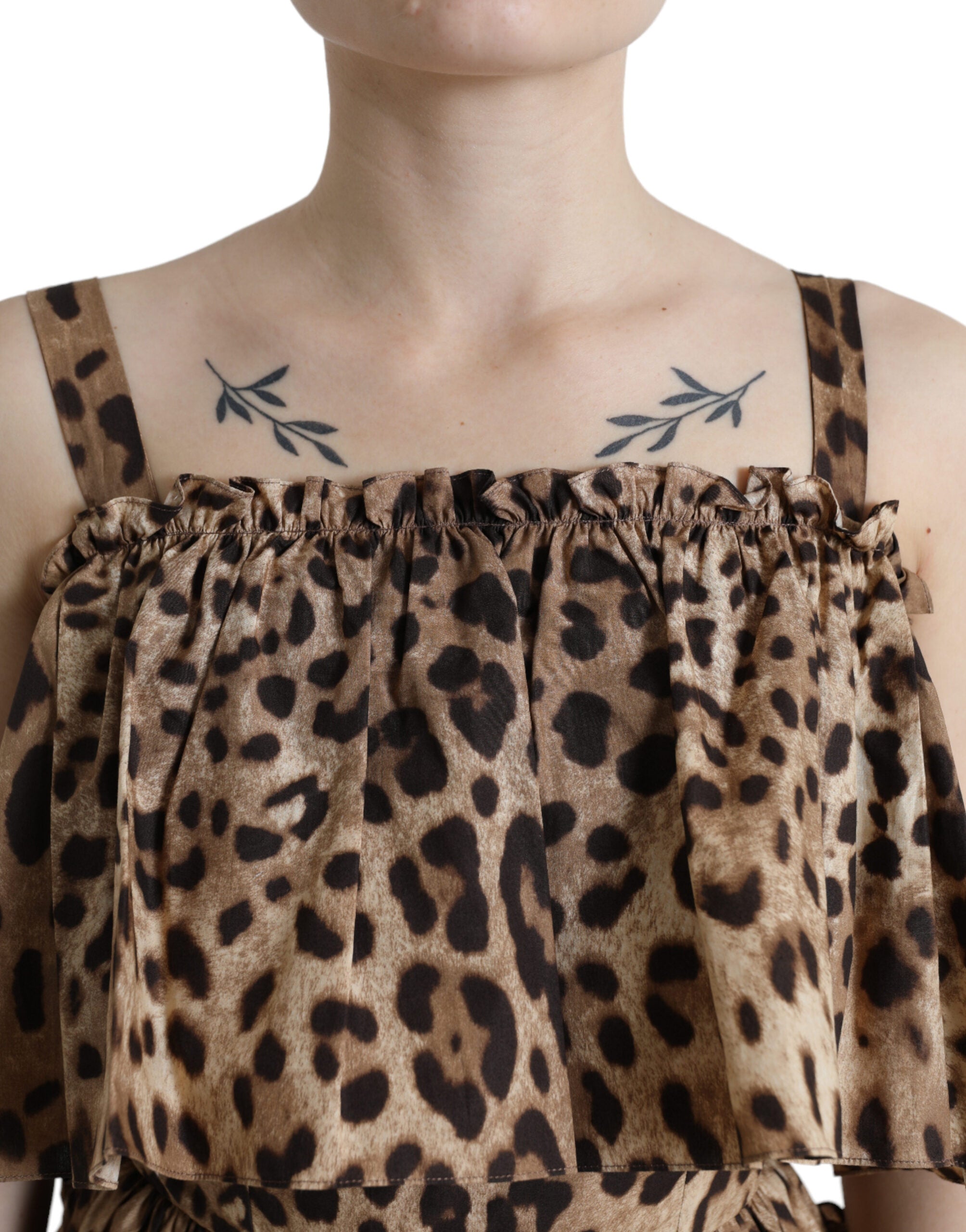 Dolce & Gabbana Brown Leopard Print Sleeveless A-line Dress Dolce & Gabbana