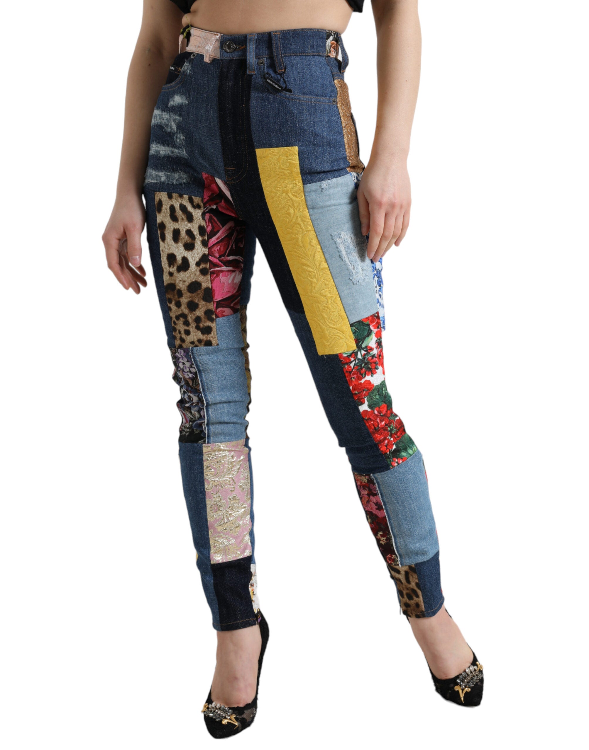 Dolce & Gabbana Multicolor Patchwork GRACE Skinny Denim Jeans Dolce & Gabbana