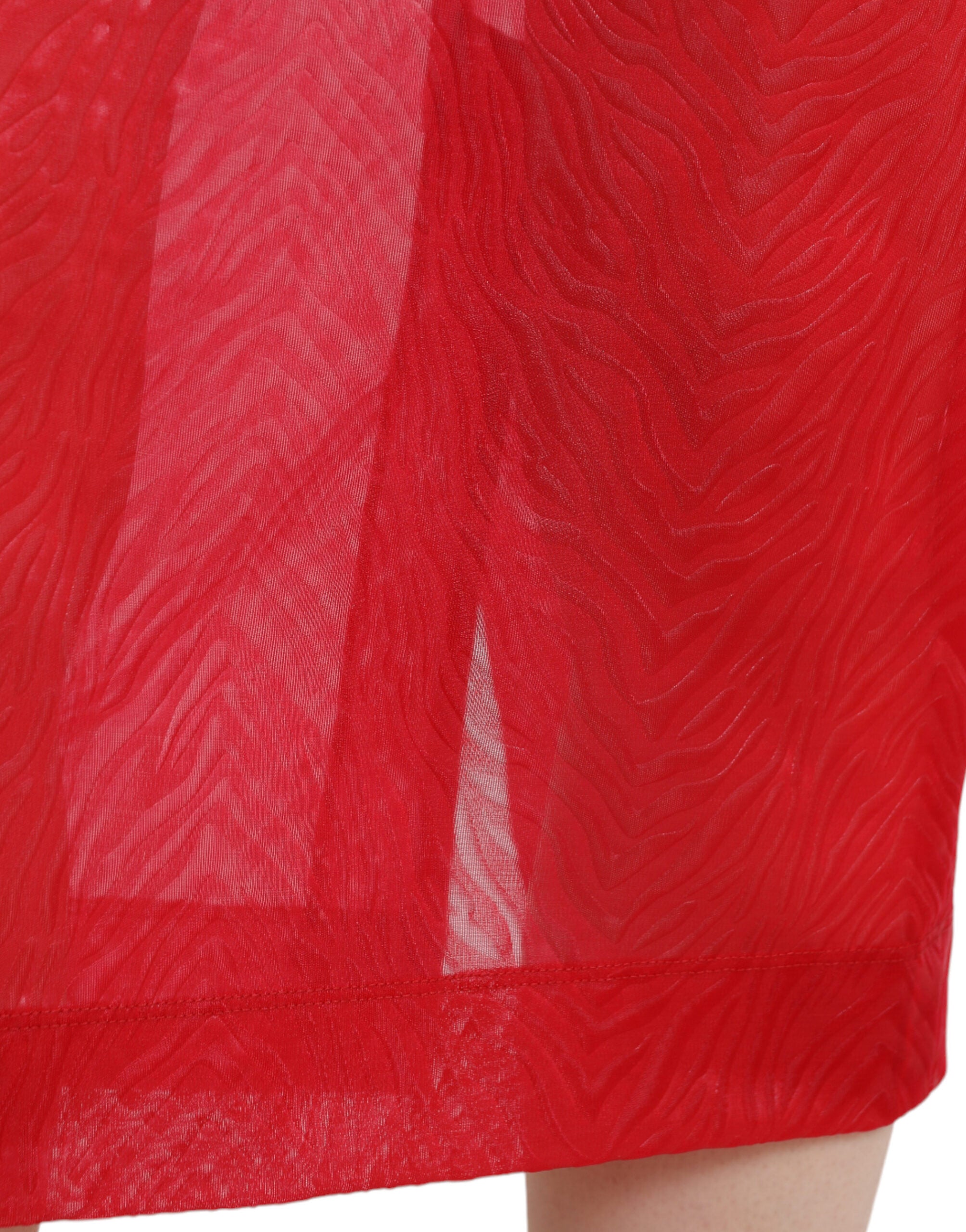 Dolce & Gabbana Red Sheer High Waist Pencil Cut Midi Skirt Dolce & Gabbana