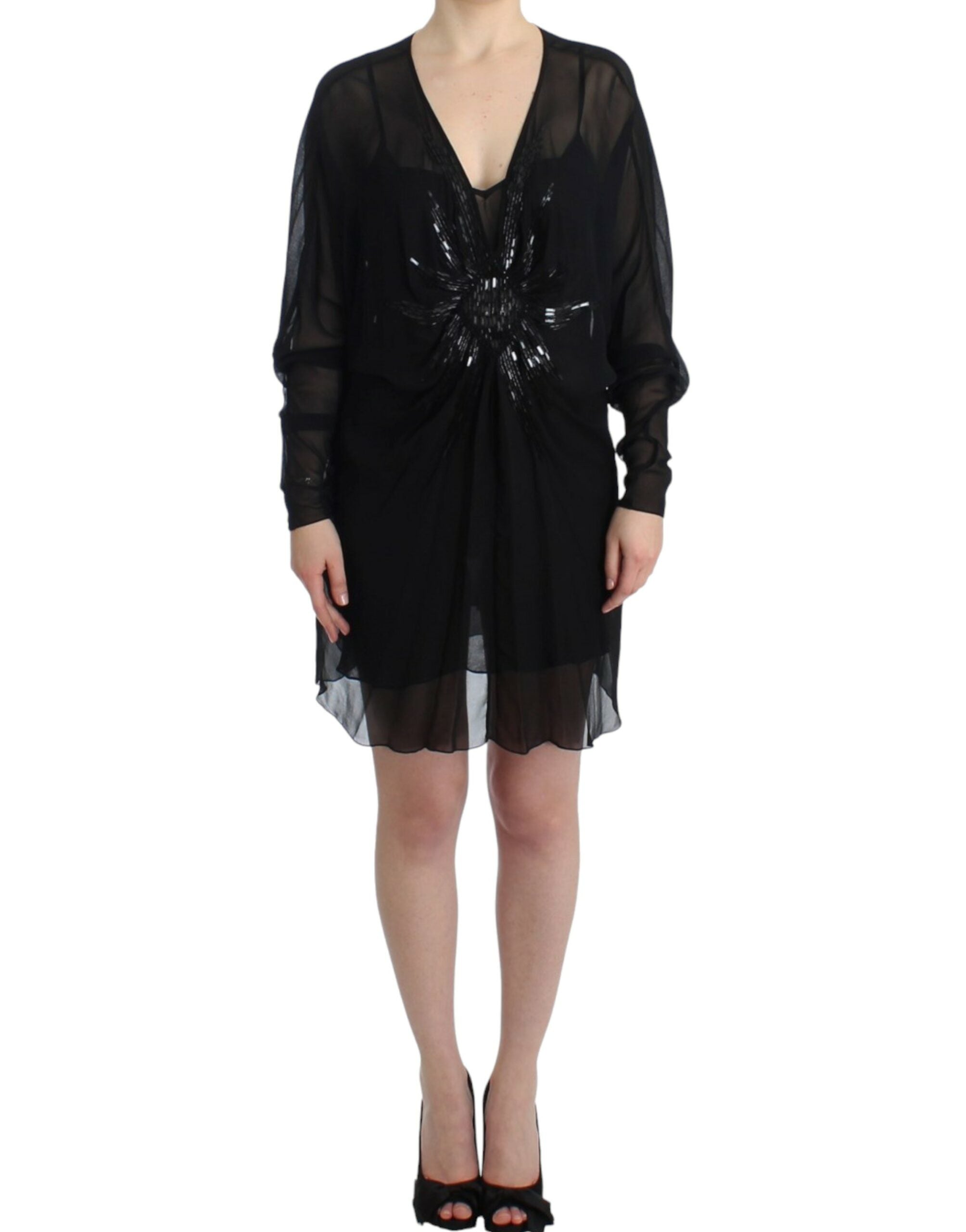 Cavalli Black long sleeve silk dress Cavalli