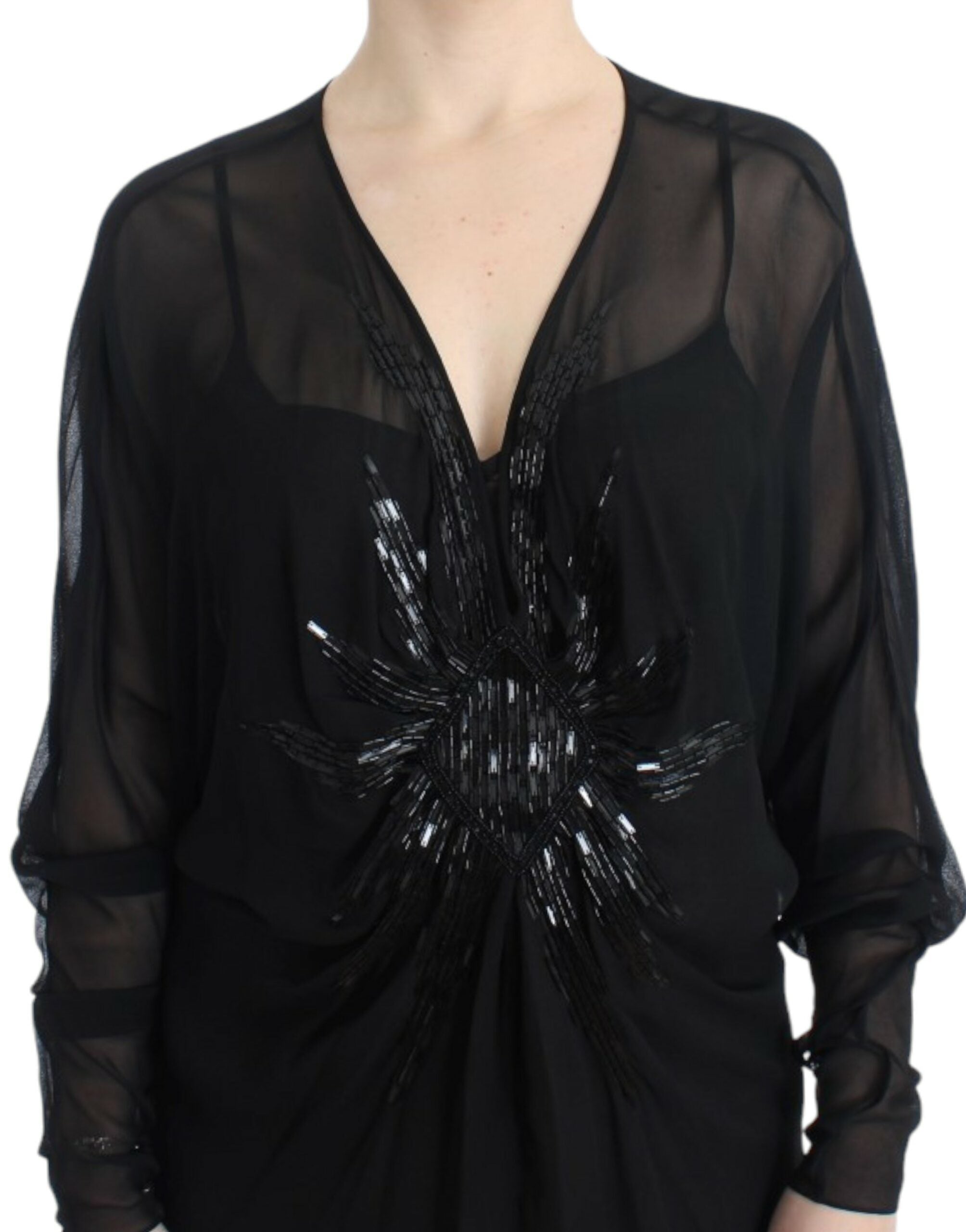 Cavalli Black long sleeve silk dress Cavalli