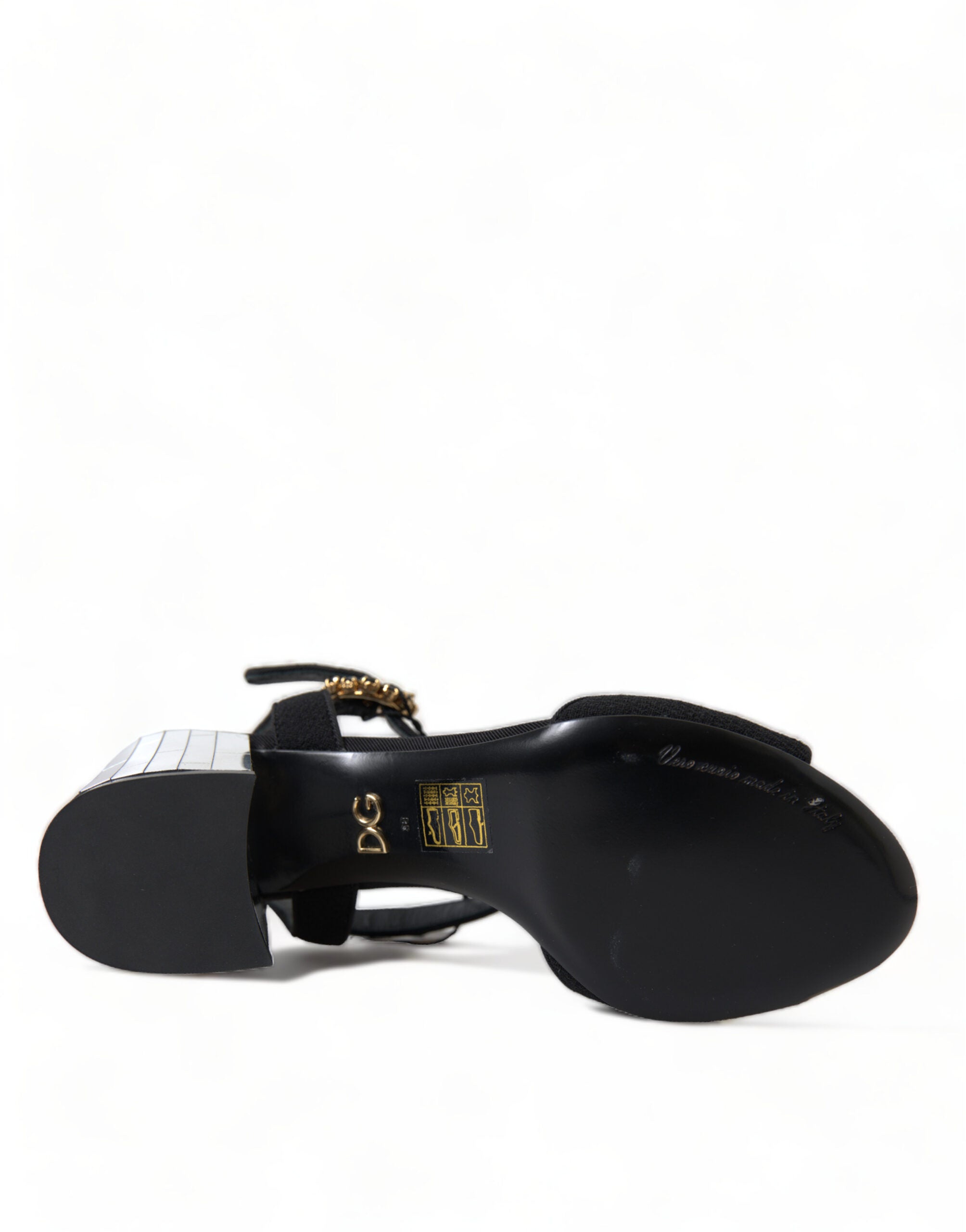 Dolce & Gabbana Black Crystals Ankle Strap Sandals Shoes Dolce & Gabbana