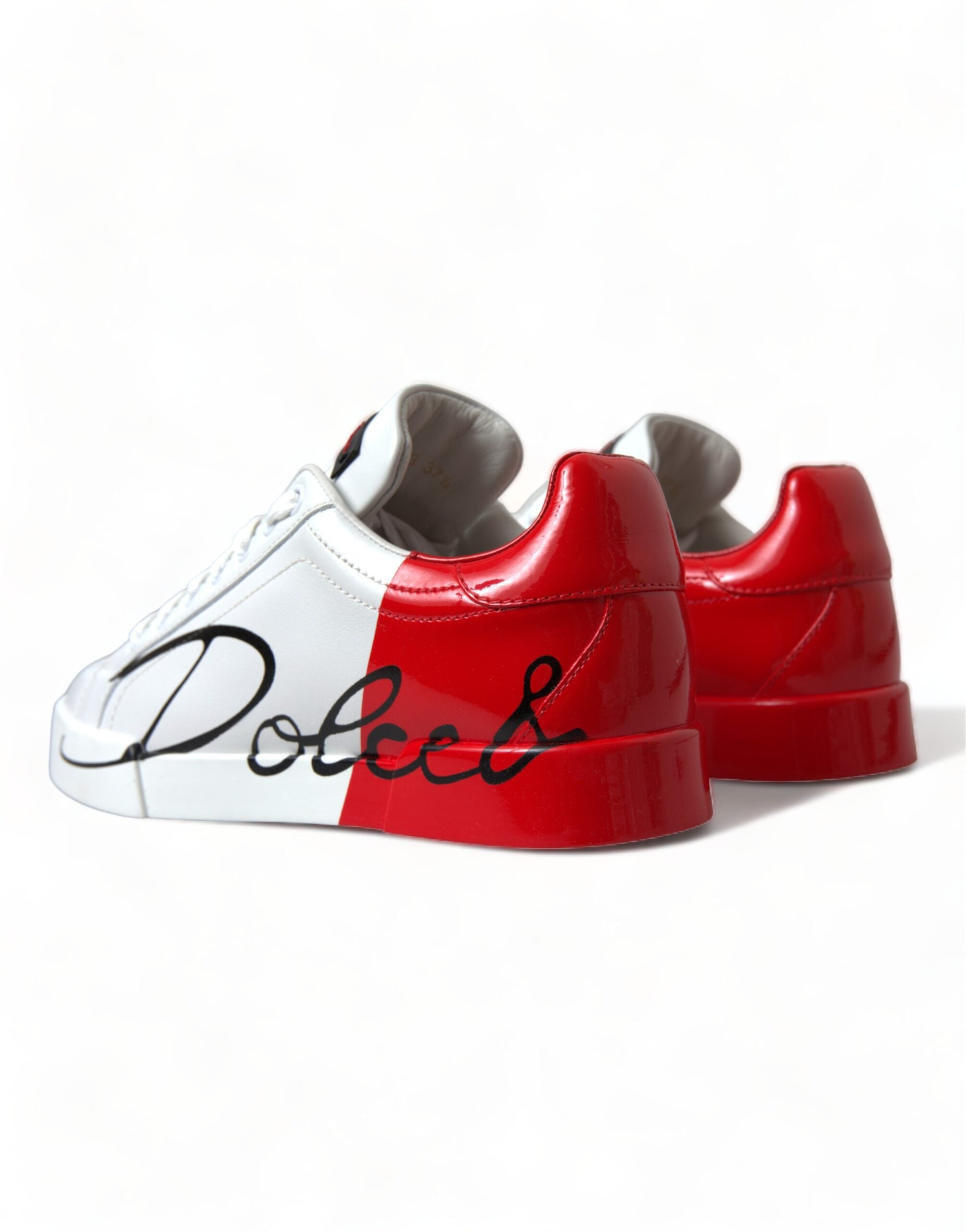 Dolce & Gabbana White Red Lace Up Womens Low Top Sneakers Shoes Dolce & Gabbana