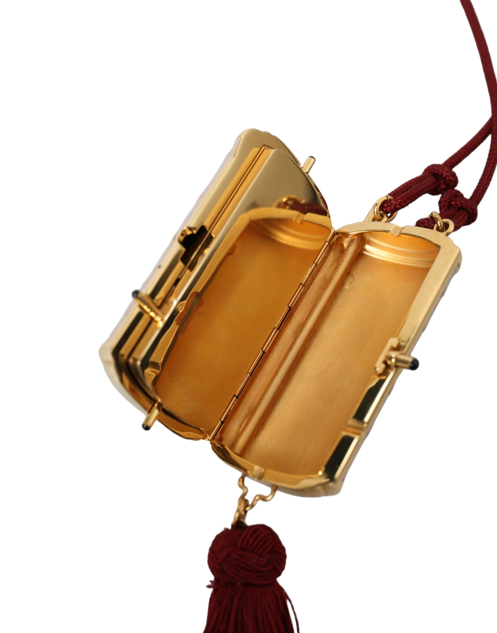 Dolce & Gabbana Pink Exotic Leather Mini Mirror Tassel Makeup Bag Dolce & Gabbana