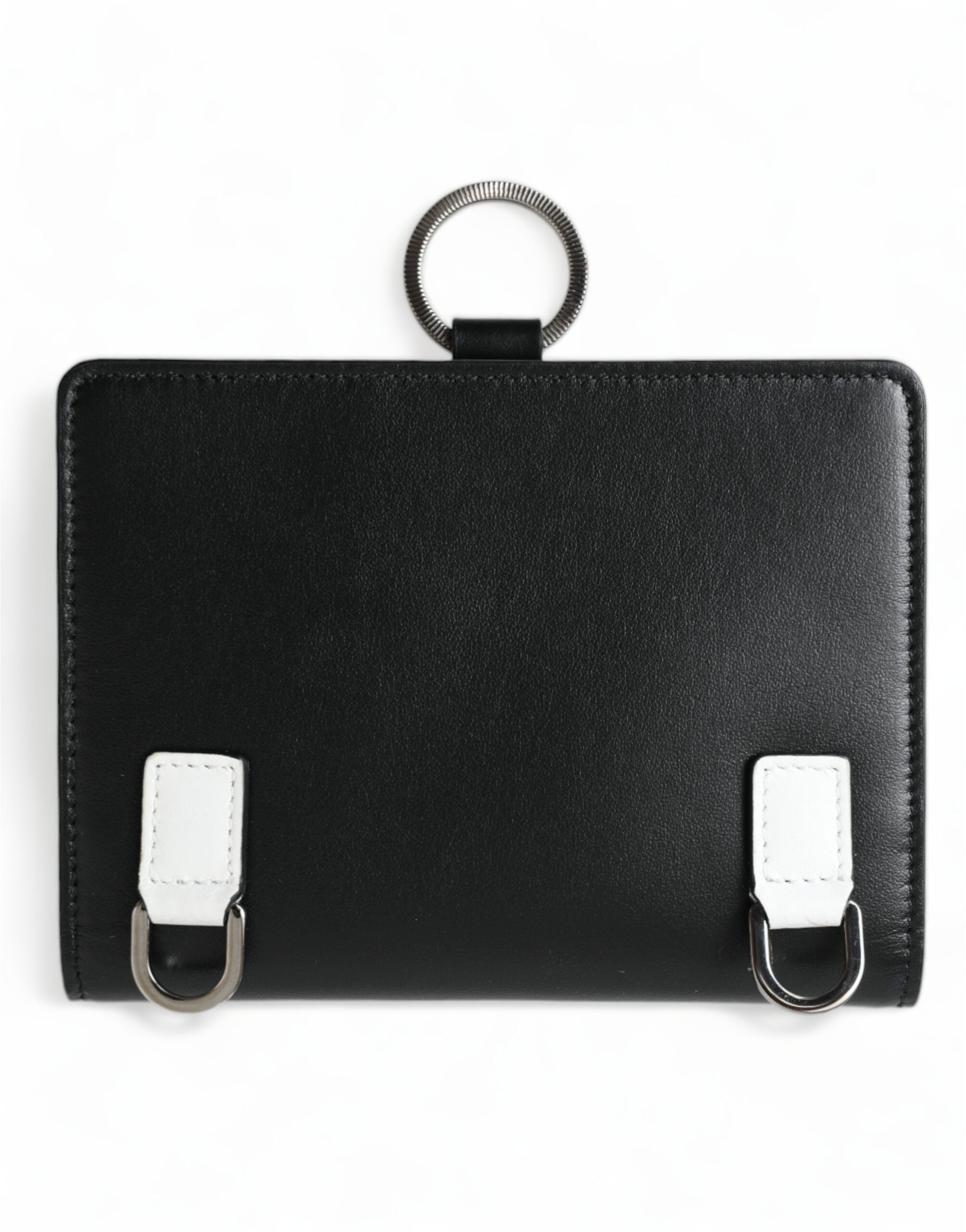 Dolce & Gabbana Black Leather Crystal Embellished Card Holder Wallet Dolce & Gabbana