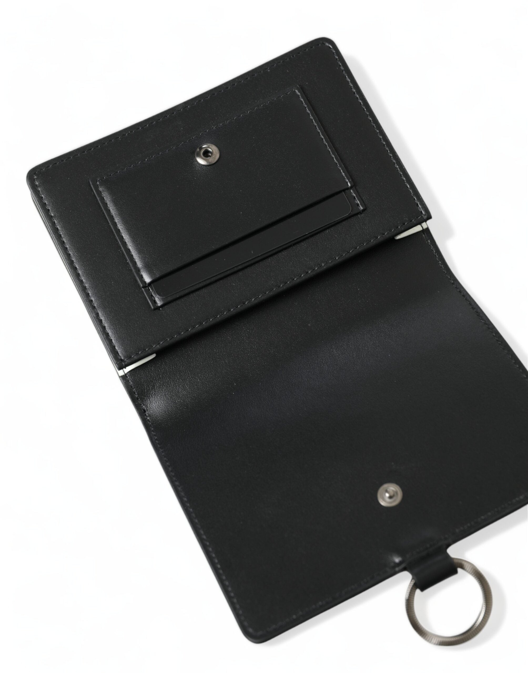 Dolce & Gabbana Black Leather Crystal Embellished Card Holder Wallet Dolce & Gabbana