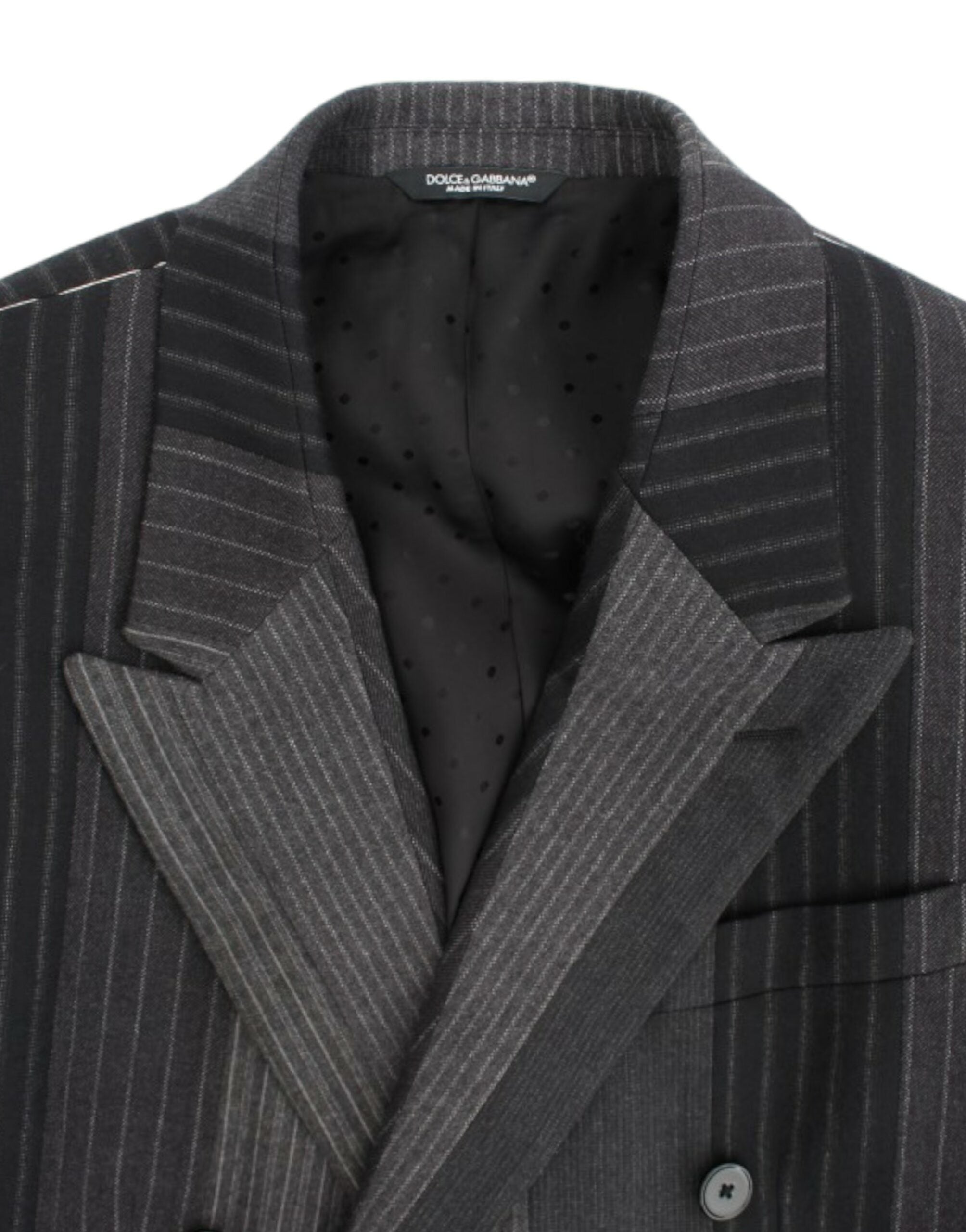 Dolce & Gabbana Gray striped wool stretch blazer Dolce & Gabbana