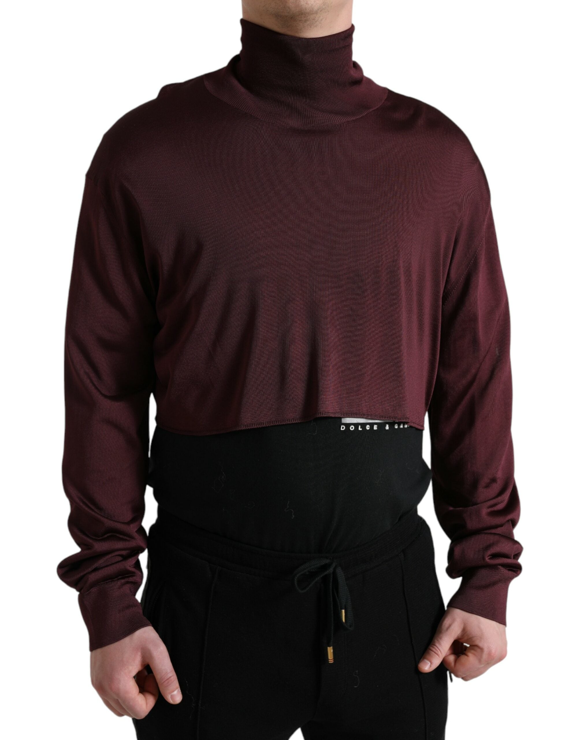 Dolce & Gabbana Maroon Viscose Turtleneck Pullover Sweater Dolce & Gabbana