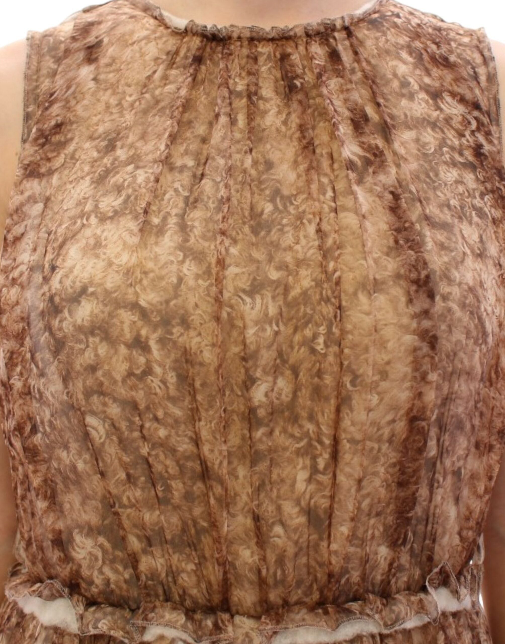 Dolce & Gabbana Brown sleeveless silk dress Dolce & Gabbana