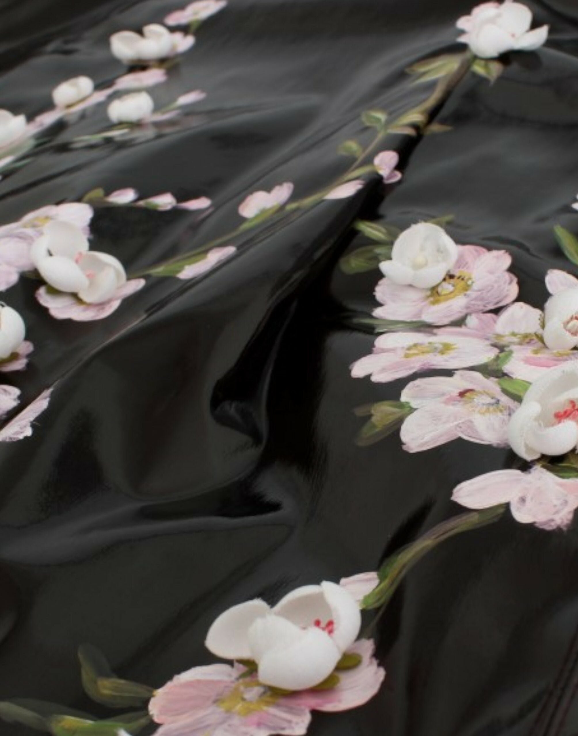 Dolce & Gabbana Black patent floral HANDPAINTED dress Dolce & Gabbana